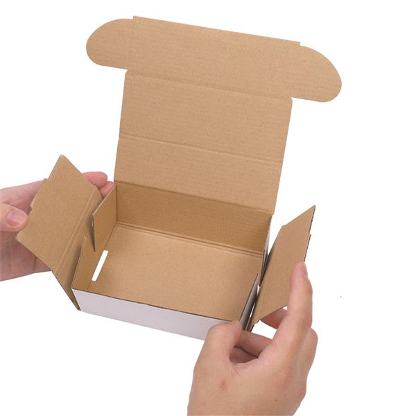 50 Corrugated Paper Boxes 6x4x2 " White Outside and Yellow Inside