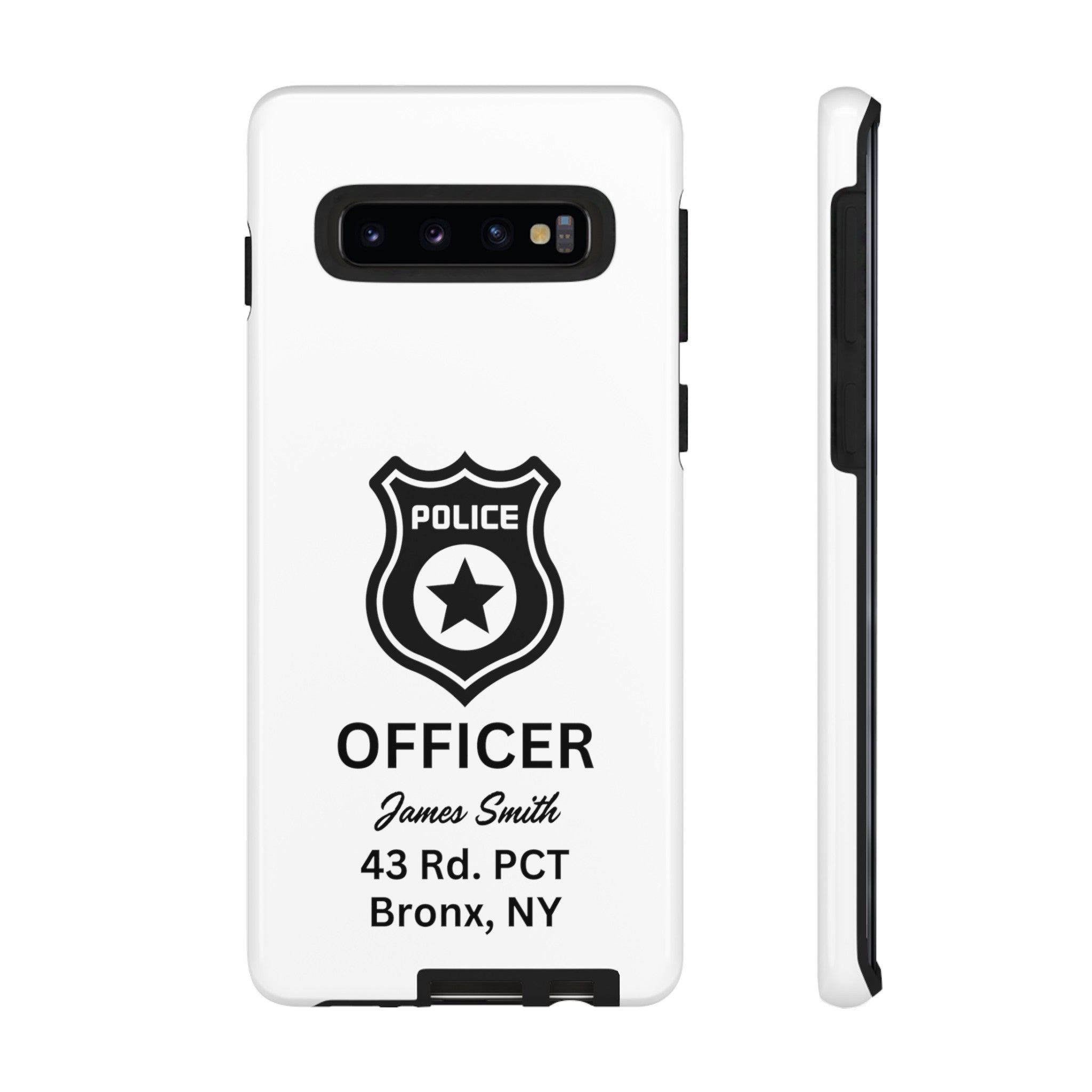 Personalized Police Officer iPhone, Samsung Tough Cases with Officer's Name and Precinct, Gift for Police Officers, Police Appreciation