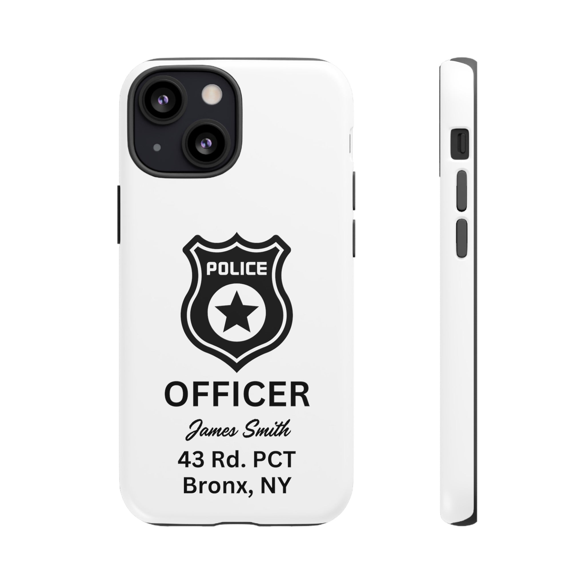 Personalized Police Officer iPhone, Samsung Tough Cases with Officer's Name and Precinct, Gift for Police Officers, Police Appreciation