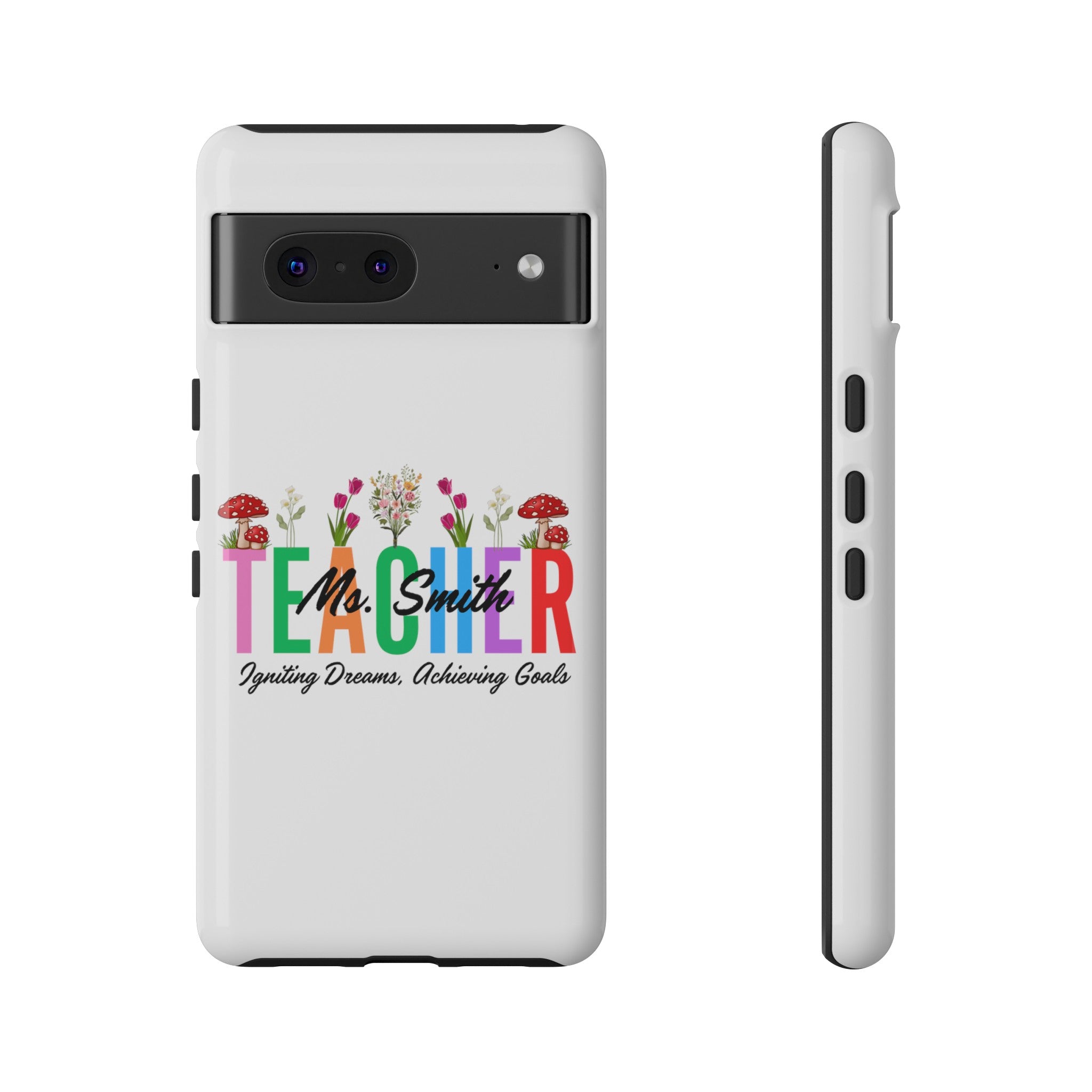 Personalized Floral Teacher iPhones and Samsung Galaxy Tough Cases, Teacher Name, Gift for teacher, Teacher's Appreciation