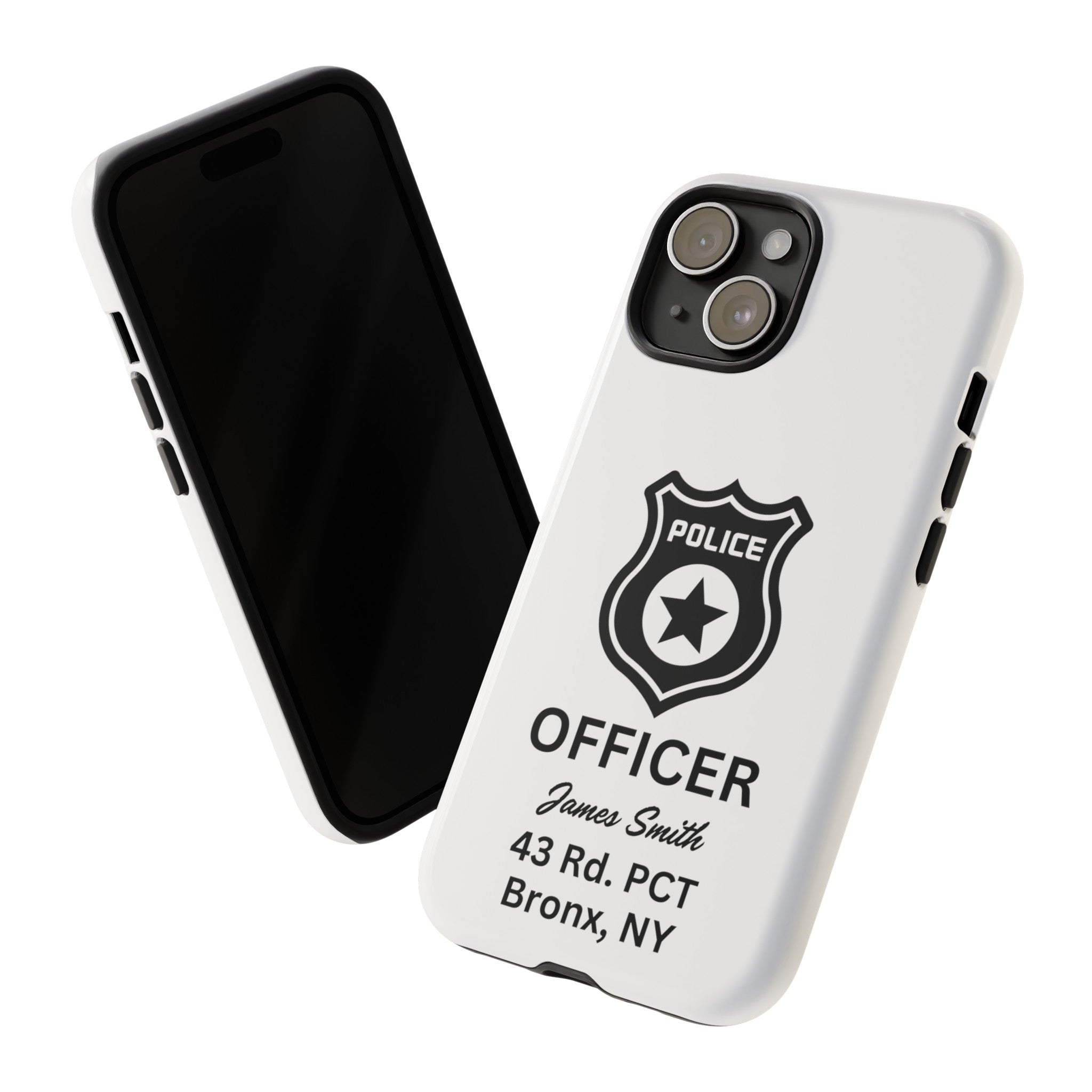 Personalized Police Officer iPhone, Samsung Tough Cases with Officer's Name and Precinct, Gift for Police Officers, Police Appreciation