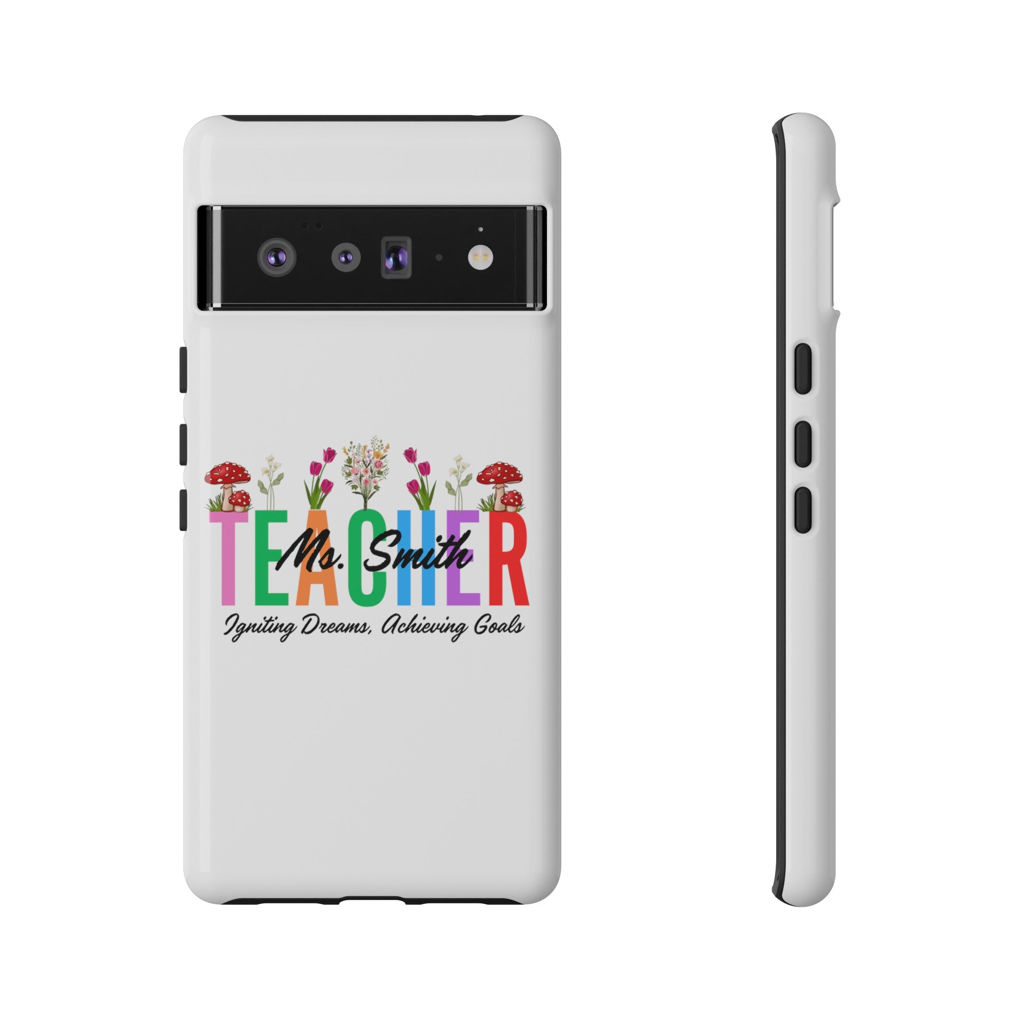 Personalized Floral Teacher iPhones and Samsung Galaxy Tough Cases, Teacher Name, Gift for teacher, Teacher's Appreciation