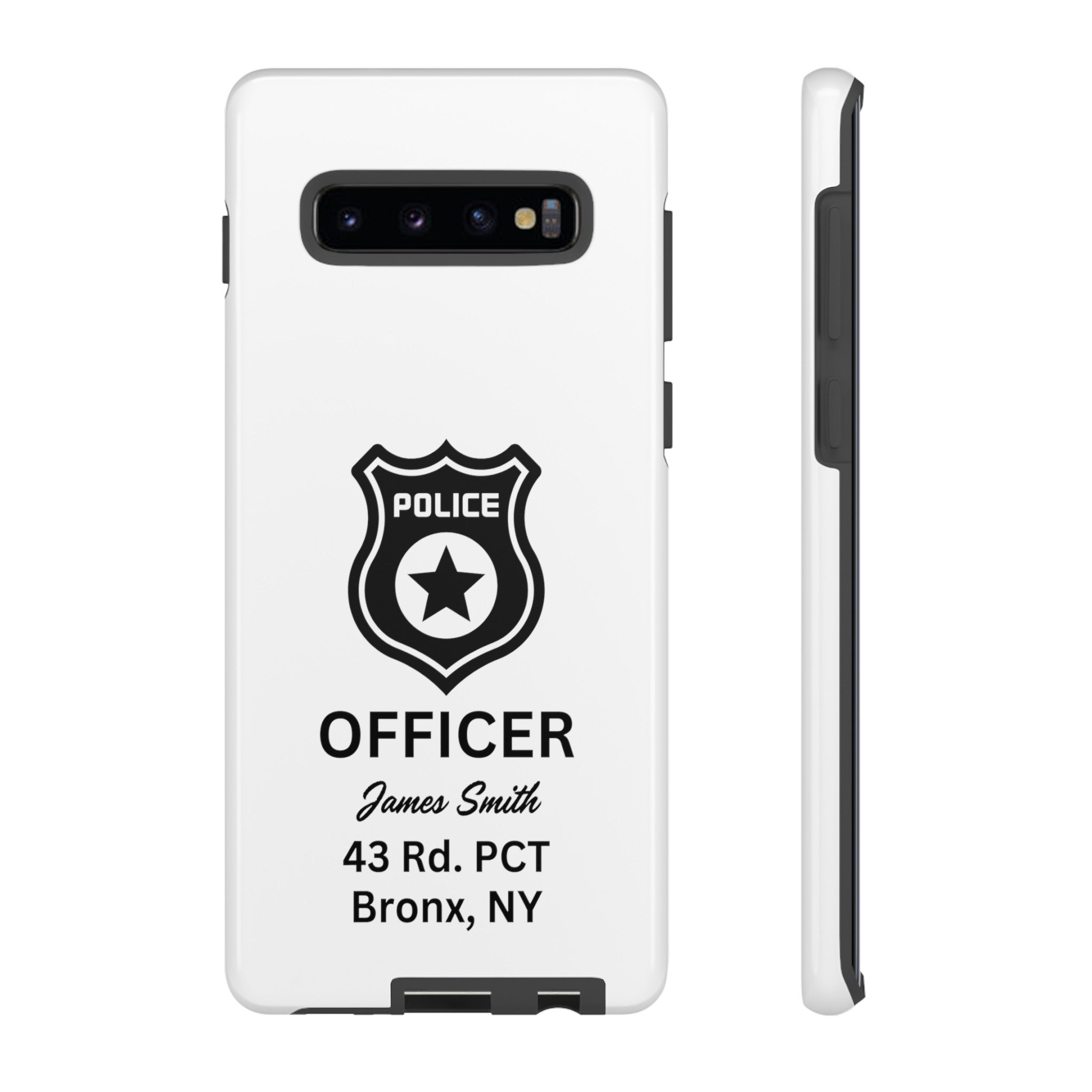 Personalized Police Officer iPhone, Samsung Tough Cases with Officer's Name and Precinct, Gift for Police Officers, Police Appreciation