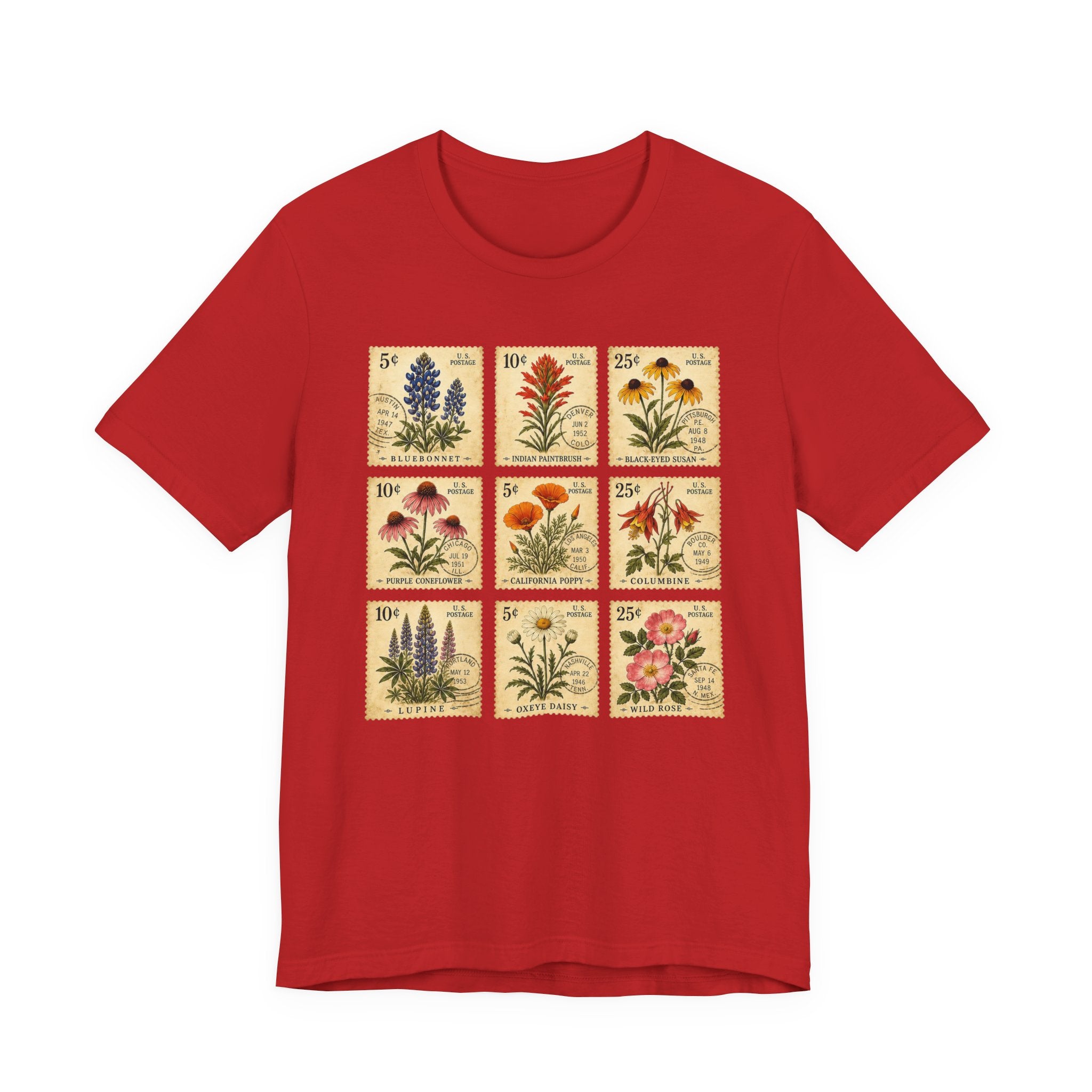 WildFlower T-Shirt, Vintage wildflower Stamp collection, Vintage Flower Shirt