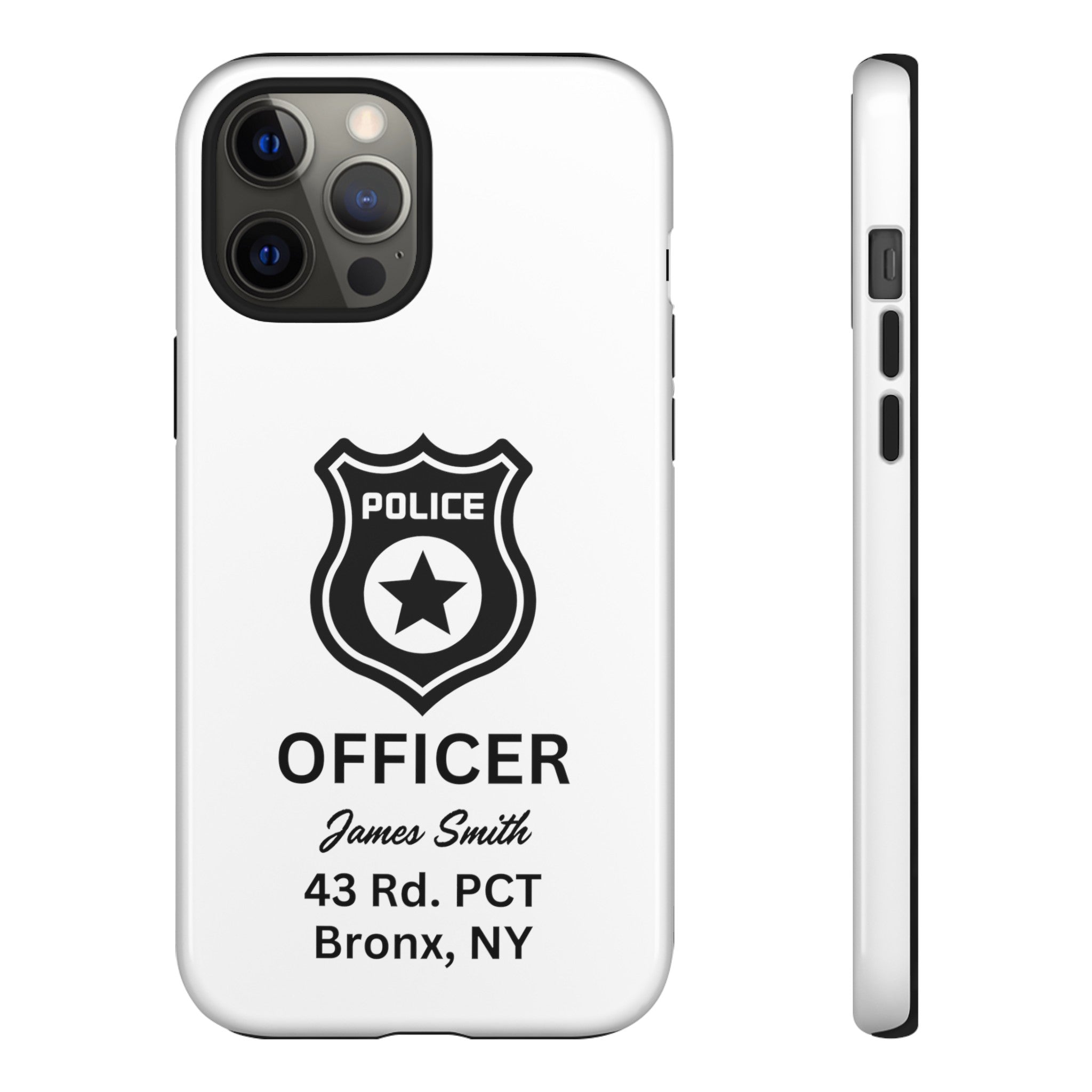 Personalized Police Officer iPhone, Samsung Tough Cases with Officer's Name and Precinct, Gift for Police Officers, Police Appreciation