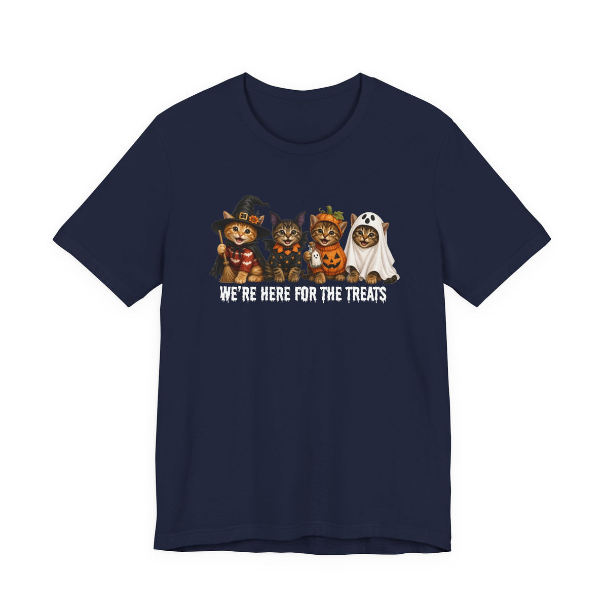 Halloween Cats Shirt, Spooky cat Graphic tee, Funny cats here for the treats