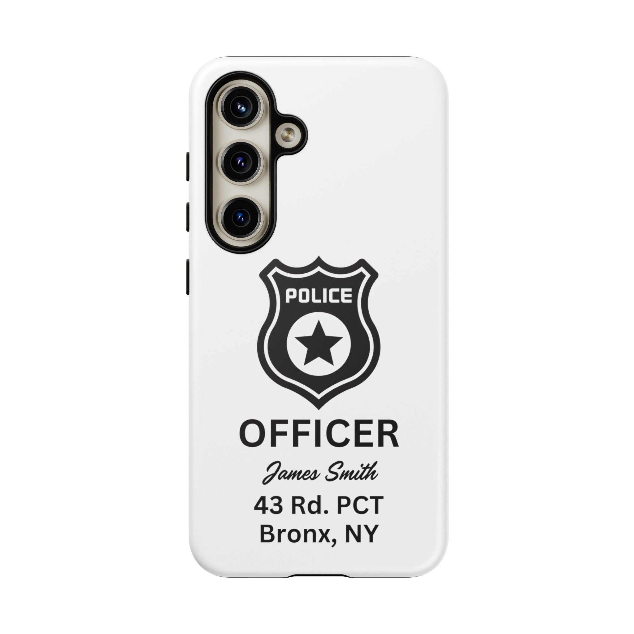 Personalized Police Officer iPhone, Samsung Tough Cases with Officer's Name and Precinct, Gift for Police Officers, Police Appreciation