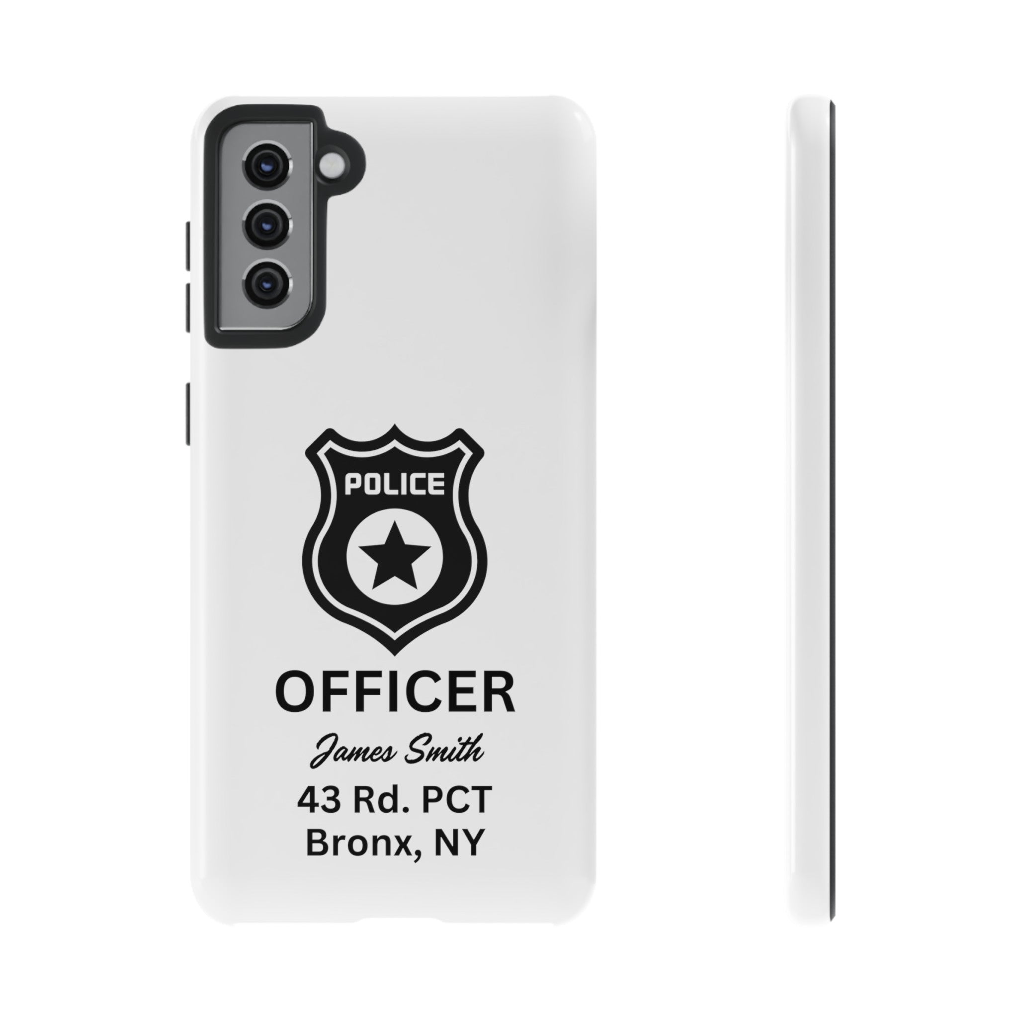 Personalized Police Officer iPhone, Samsung Tough Cases with Officer's Name and Precinct, Gift for Police Officers, Police Appreciation