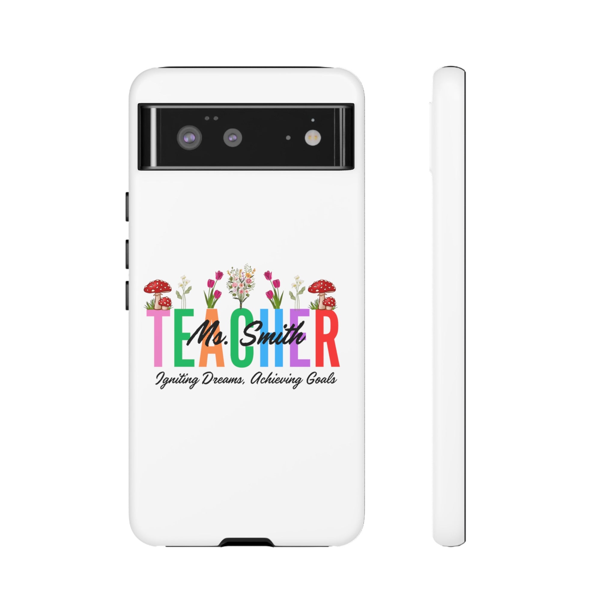 Personalized Floral Teacher iPhones and Samsung Galaxy Tough Cases, Teacher Name, Gift for teacher, Teacher's Appreciation