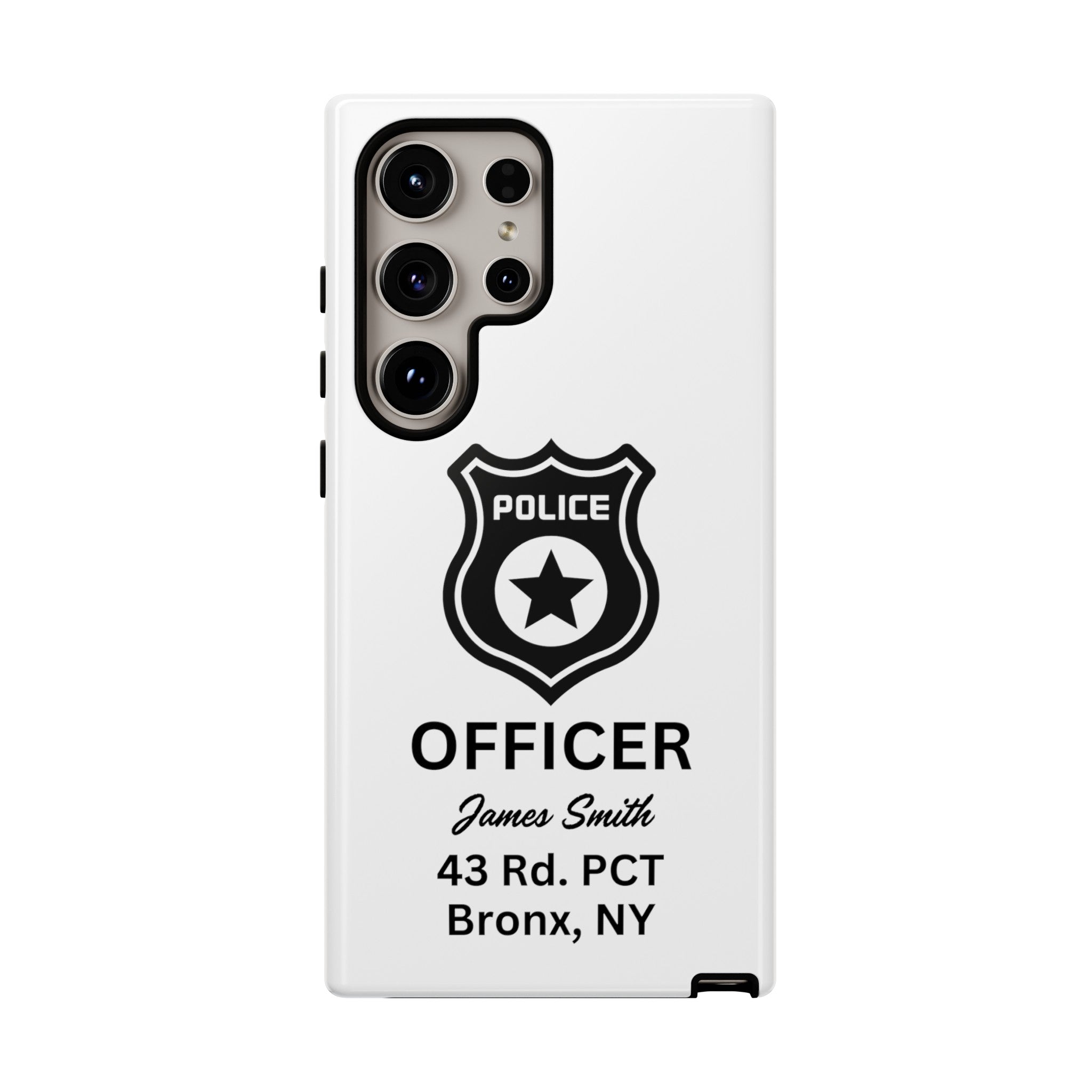 Personalized Police Officer iPhone, Samsung Tough Cases with Officer's Name and Precinct, Gift for Police Officers, Police Appreciation