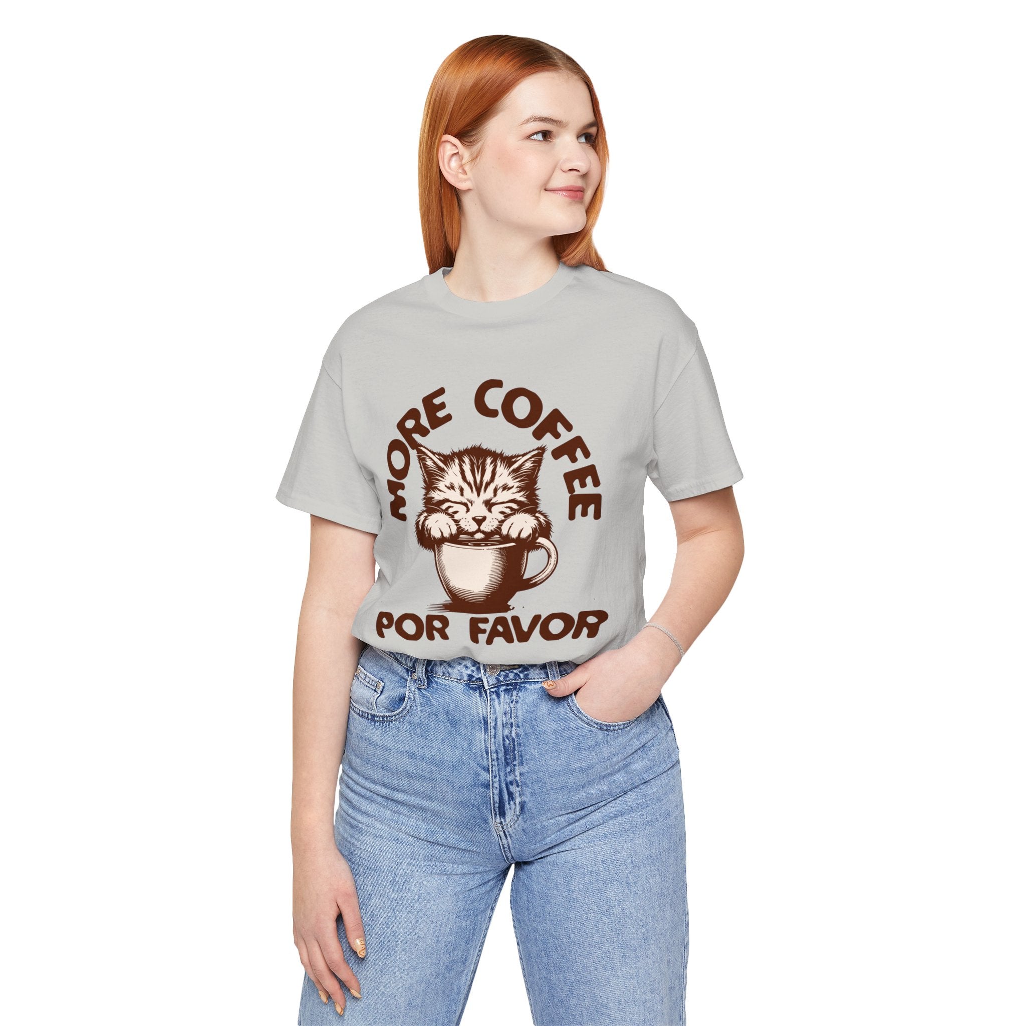 More Coffee Por Favor Funny Unisex Jersey Short Sleeve Tee, Gift for Mom, Gift for Dad, Gift for Teacher, Gift for friend