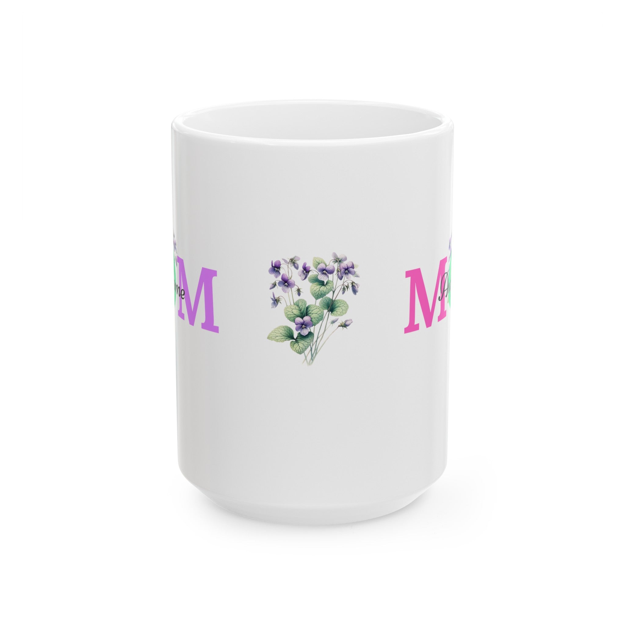 Awesome Mom Birth Flower Month Ceramic Mug, (11oz, 15oz), Happy Birth Day Gift, Mother's Day Gift, Gift for Mom