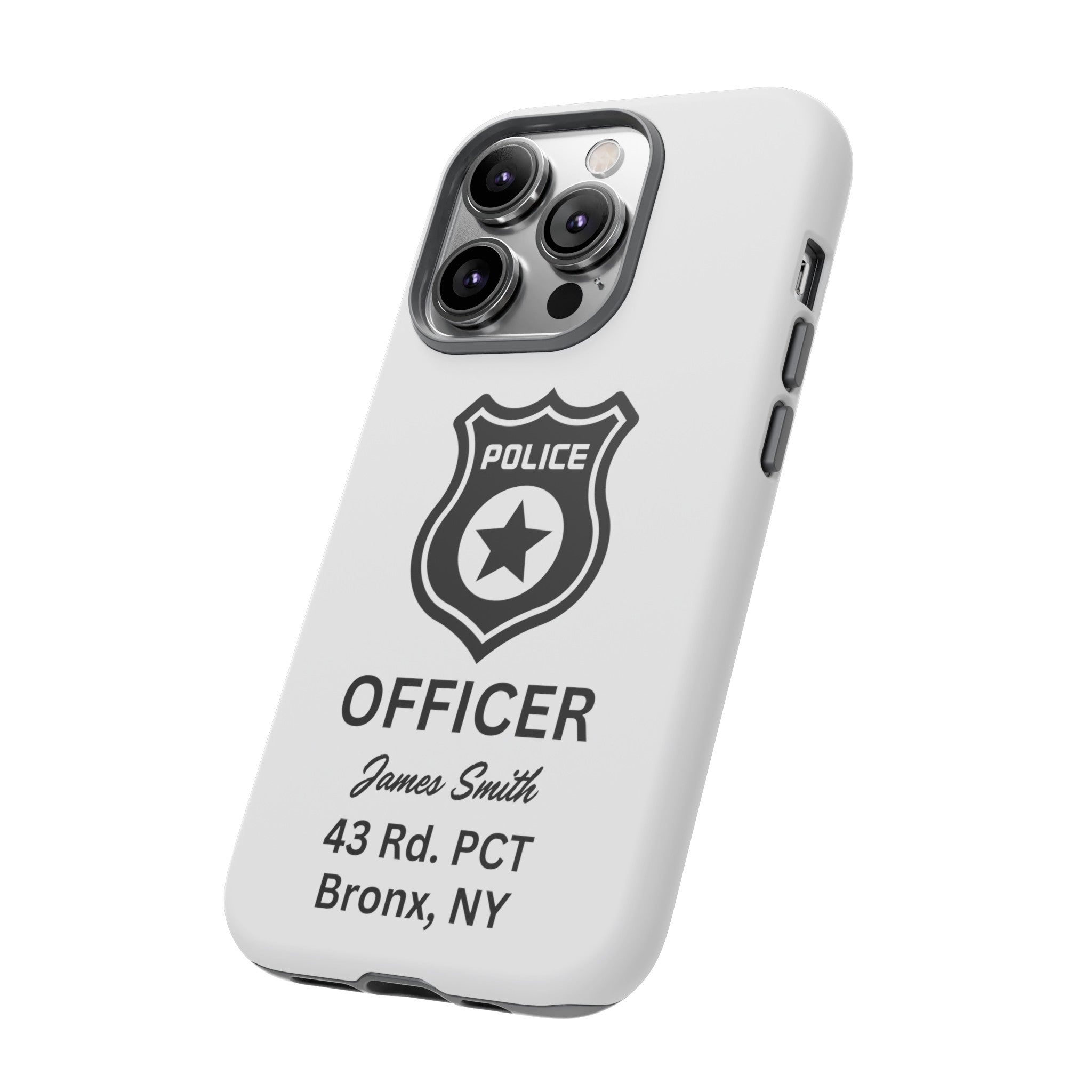 Personalized Police Officer iPhone, Samsung Tough Cases with Officer's Name and Precinct, Gift for Police Officers, Police Appreciation