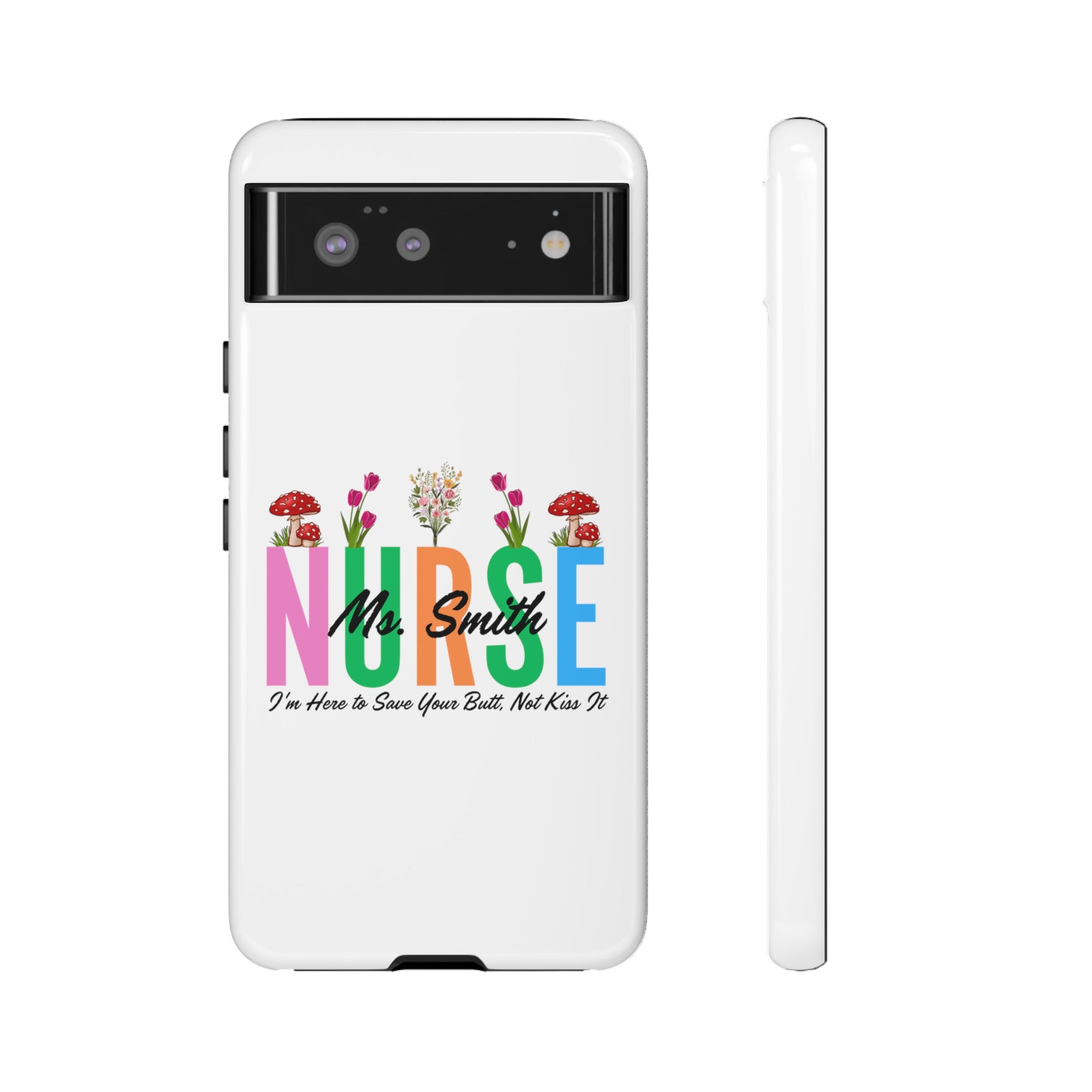 Personalized Floral Nurse iPhones and Samsung Galaxy Tough Cases, Nurse Name, Gift for Nurse, Nurse's Appreciation