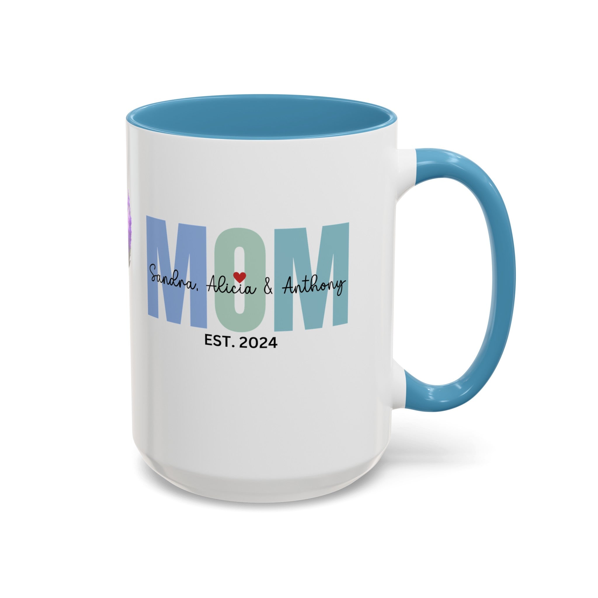 Personalized Mom Accent Coffee Mug (11, 15oz), Gift for Mom, Happy Birthday Mom, Mother's Day gift, Mom's Mug, Mom's Coffee Mug