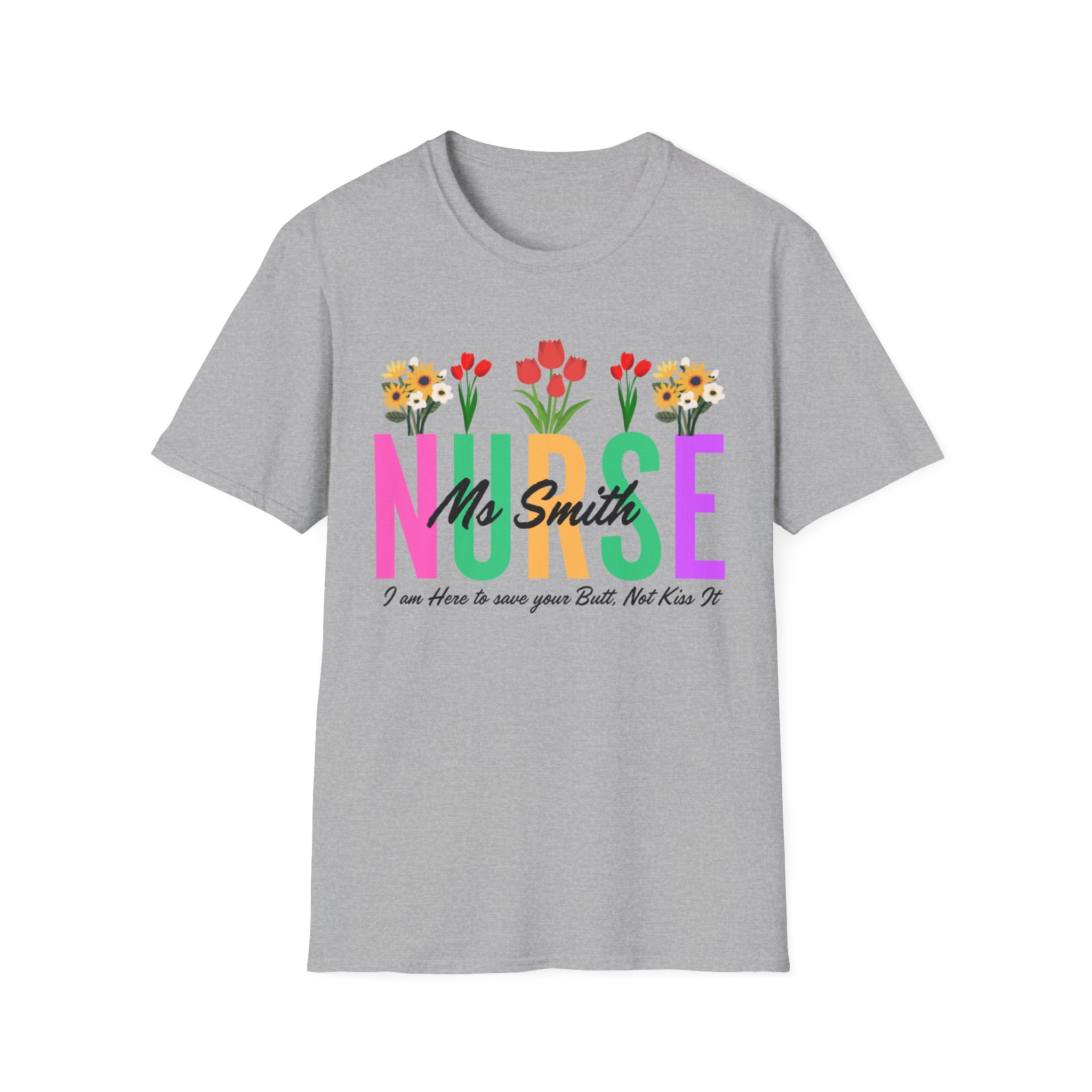 Personalized Floral Nurse Unisex Soft Style T-shirt with Nurse's Name, Gift for Nurse, Nurse's Appreciation, Nurse Shirt, Gift for Nurse, Nurse Graduation