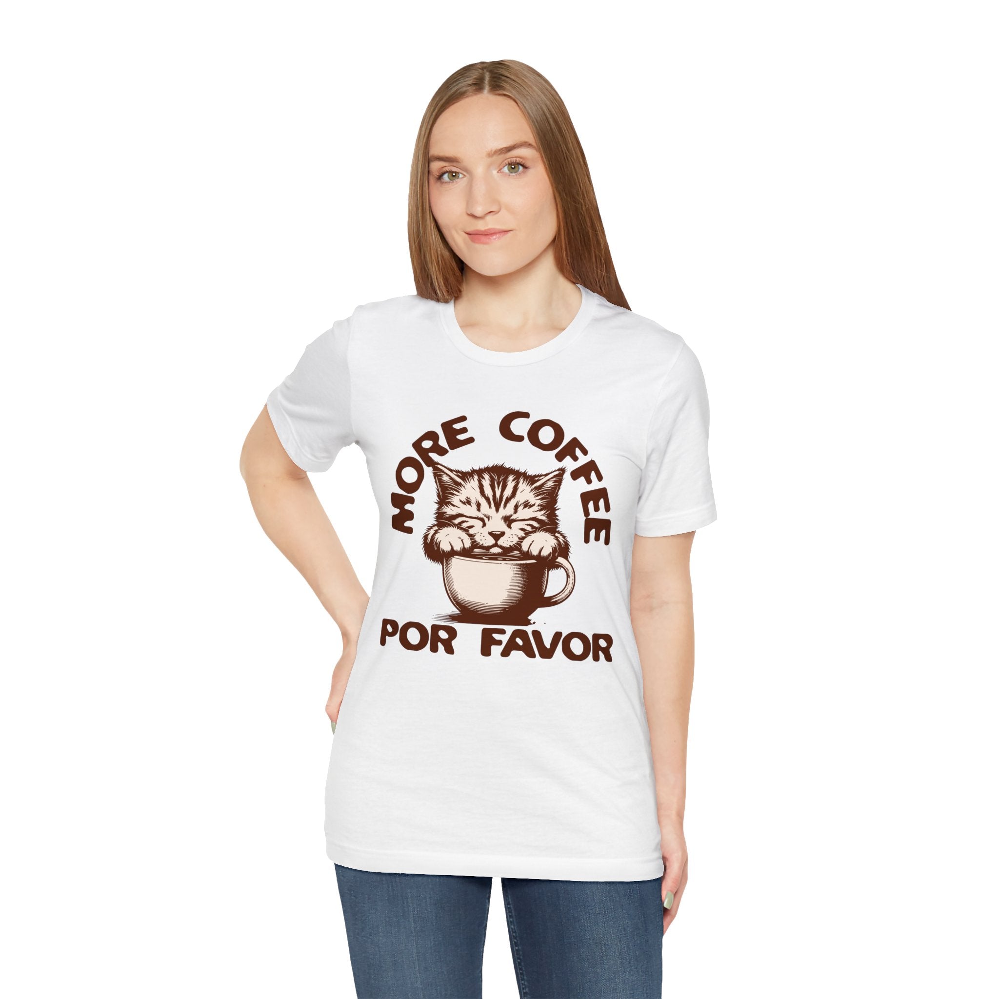 More Coffee Por Favor Funny Unisex Jersey Short Sleeve Tee, Gift for Mom, Gift for Dad, Gift for Teacher, Gift for friend