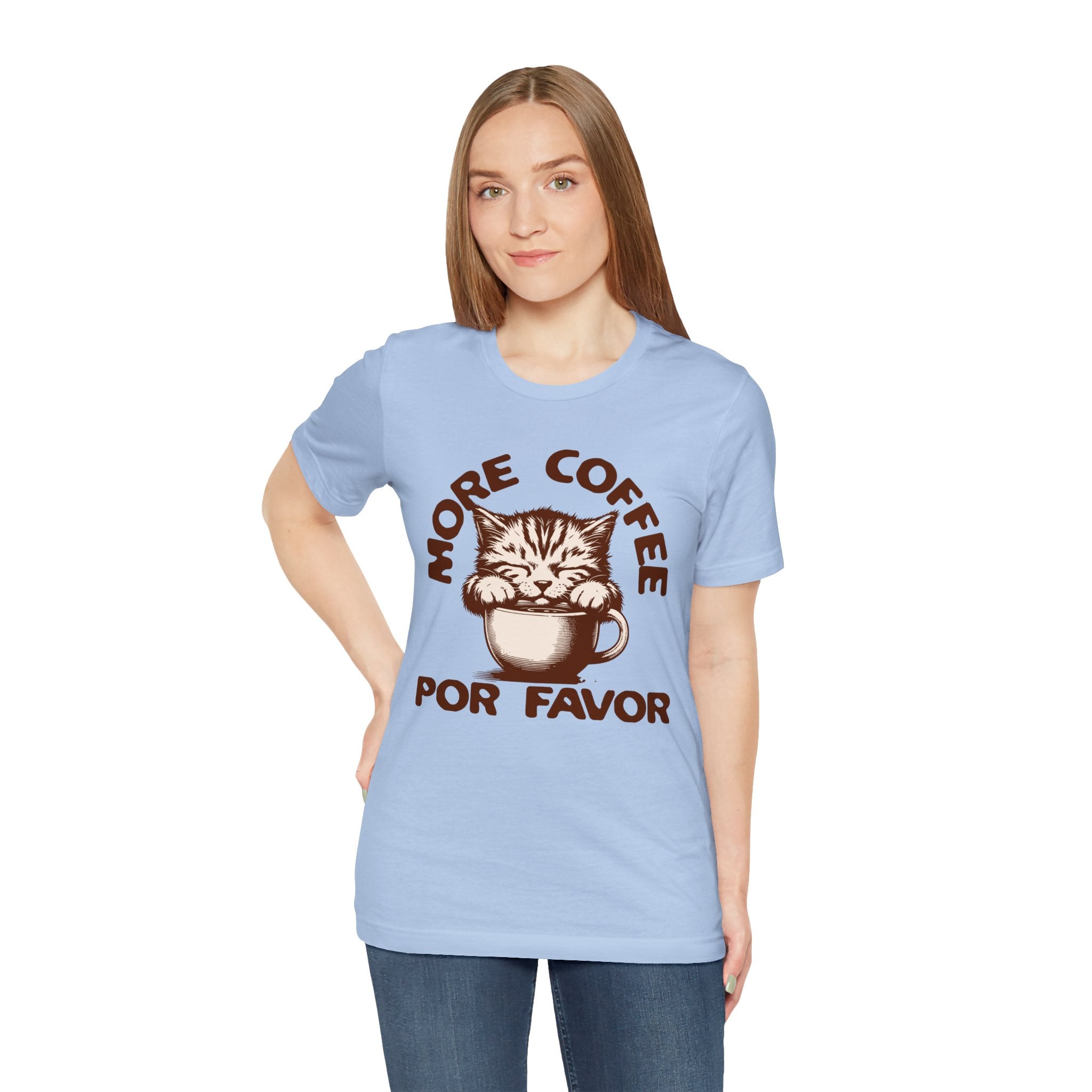 More Coffee Por Favor Funny Unisex Jersey Short Sleeve Tee, Gift for Mom, Gift for Dad, Gift for Teacher, Gift for friend