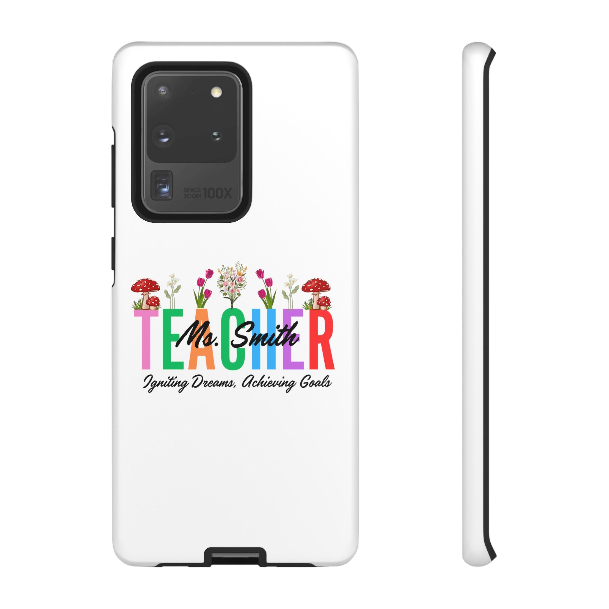 Personalized Floral Teacher iPhones and Samsung Galaxy Tough Cases, Teacher Name, Gift for teacher, Teacher's Appreciation