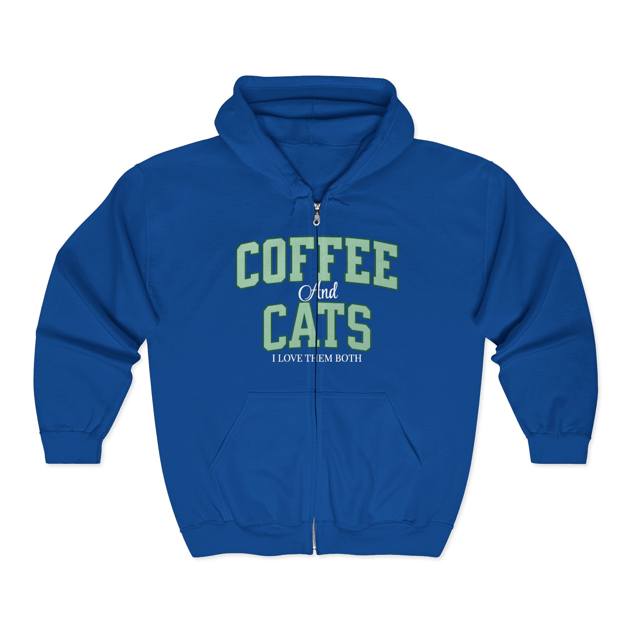 Coffee and Cat Sweatshirt, Coffee and Cat Zip-Up Hoodie, Gift for Cat Lovers
