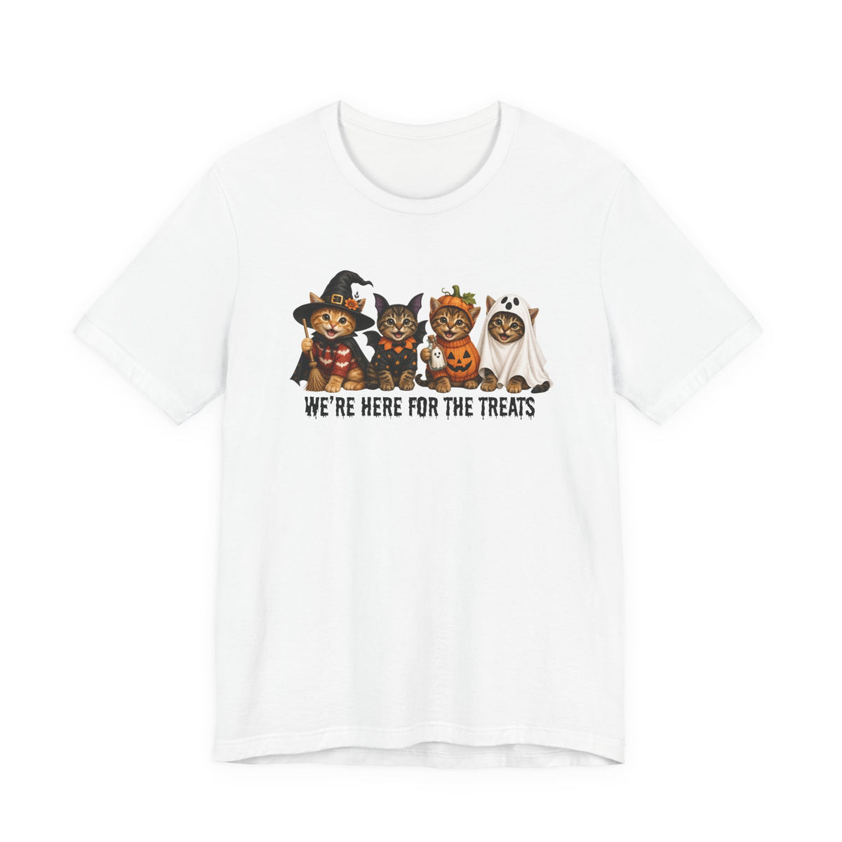 Halloween Cats Shirt, Spooky cat Graphic tee, Funny cats here for the treats