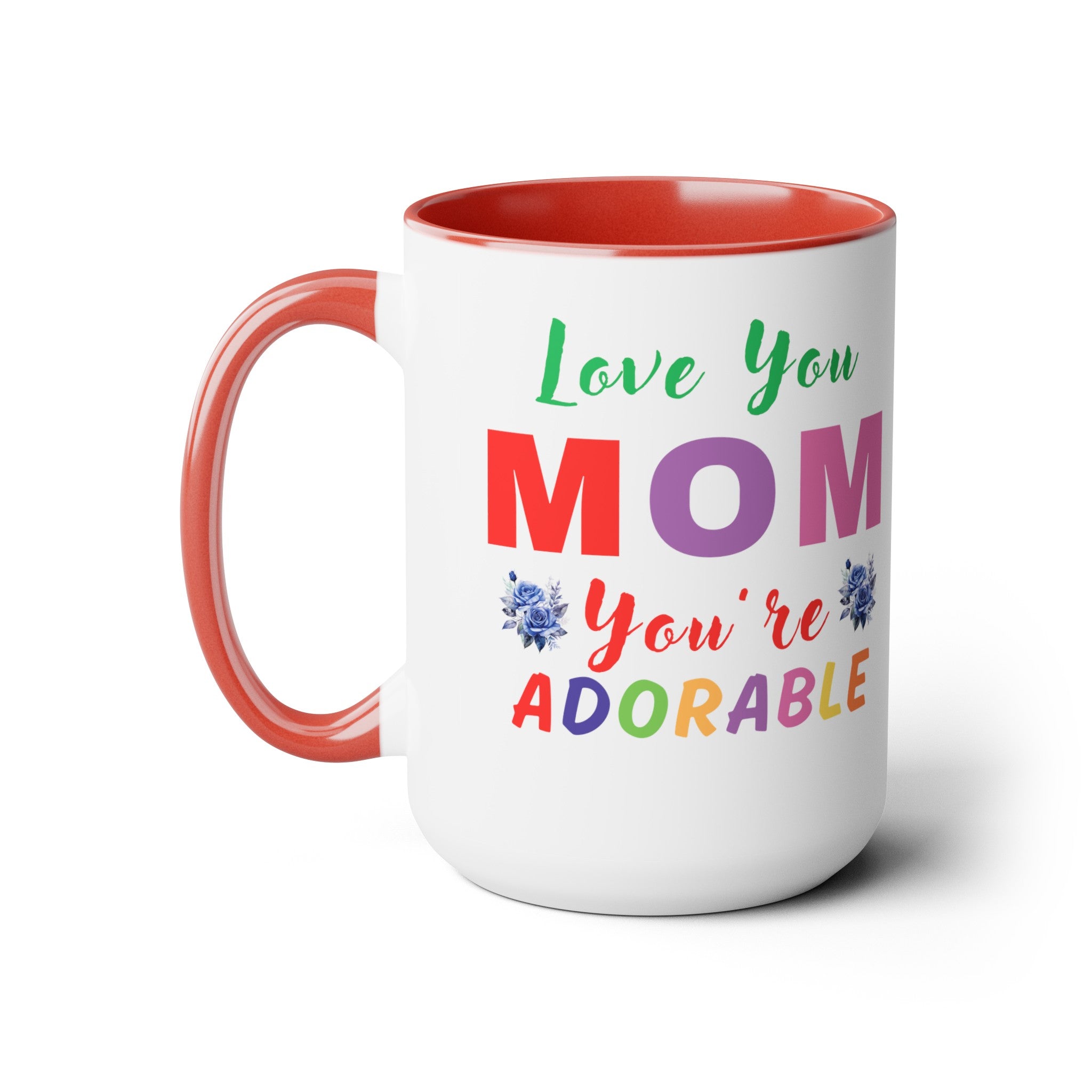 Love You Mom Mother's Day Gift for Mom Two-Tone Coffee Mugs, 15oz, Gift from Husband, Gift from Dad, Gift from Boyfriend