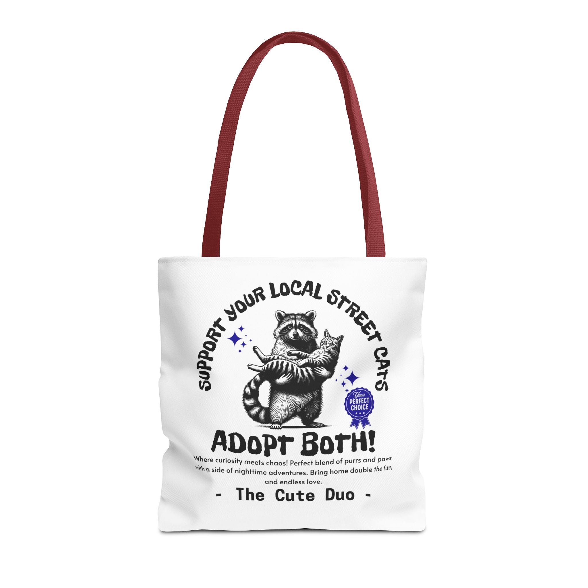 Funny Tote Bag (AOP), Funny Support Your Local Street Cats bag, Gift for Cat Lovers, Funny Raccoons Bag, Gift for Cat Mom