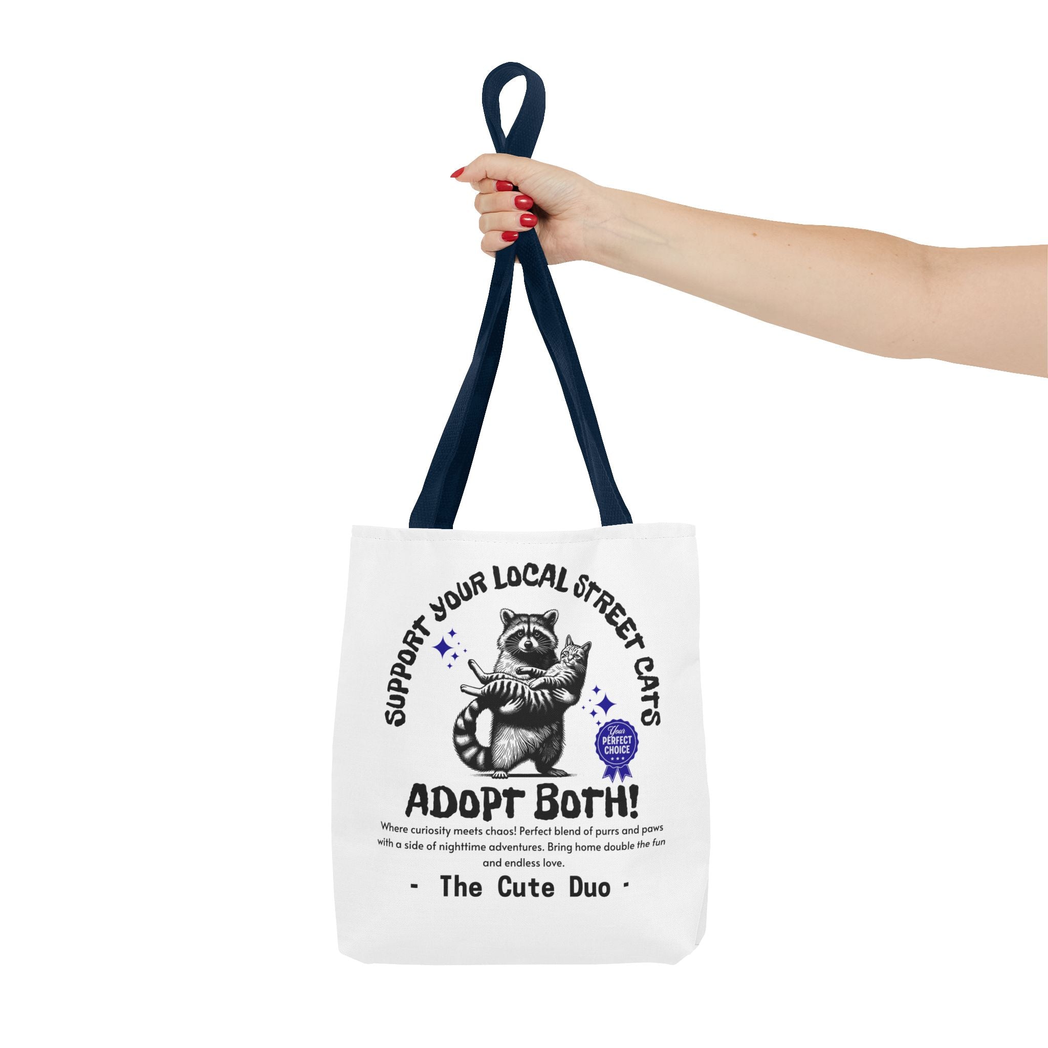 Funny Tote Bag (AOP), Funny Support Your Local Street Cats bag, Gift for Cat Lovers, Funny Raccoons Bag, Gift for Cat Mom