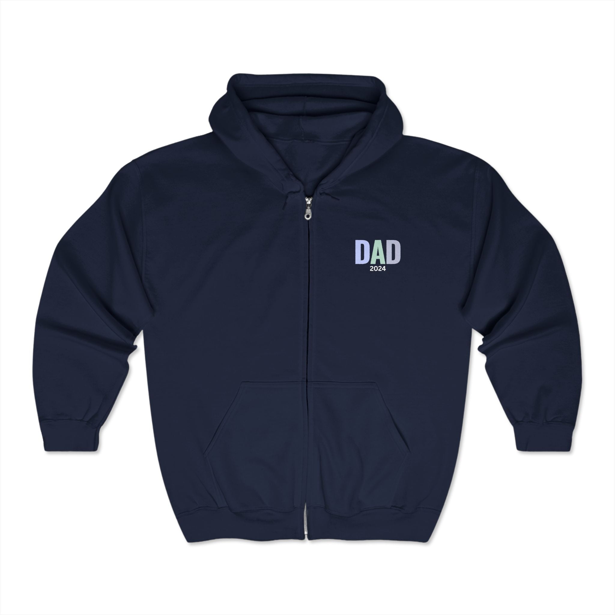 Personalized Dad 2024 Full Zip Hoodie - Perfect Gift for Father’s Day