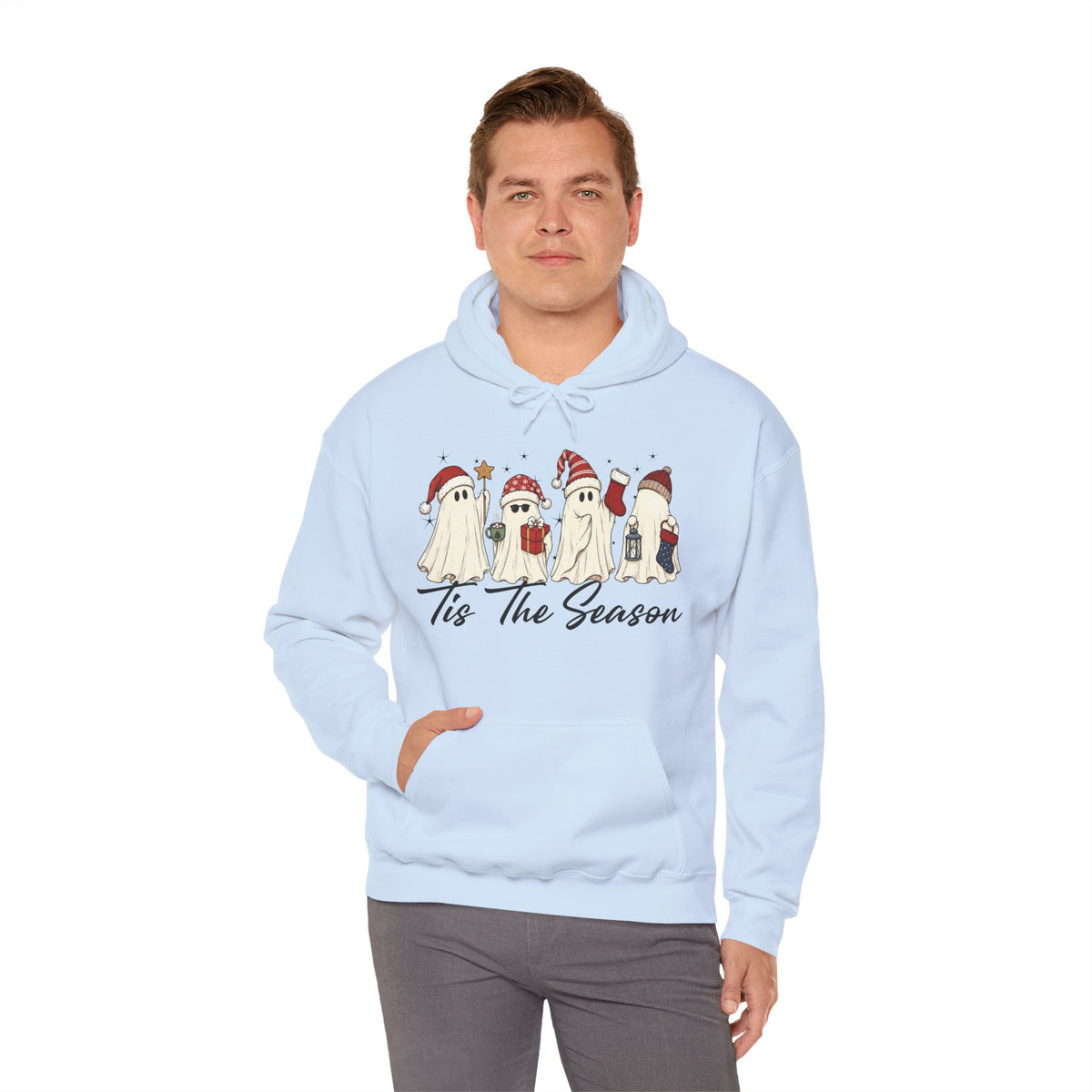 Tis The Season Halloween Hoodie, Retro Ghost Sweatshirt, Cute Christmas Ghost Sweater