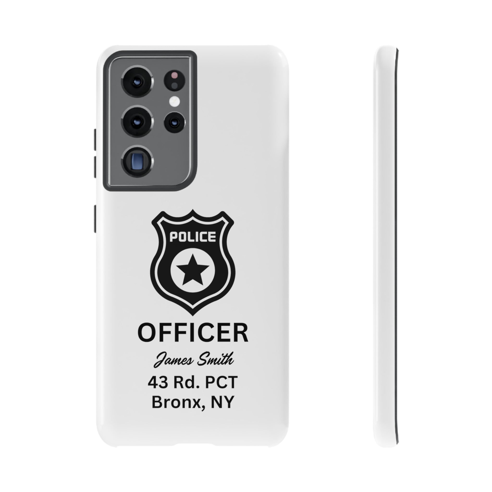 Personalized Police Officer iPhone, Samsung Tough Cases with Officer's Name and Precinct, Gift for Police Officers, Police Appreciation