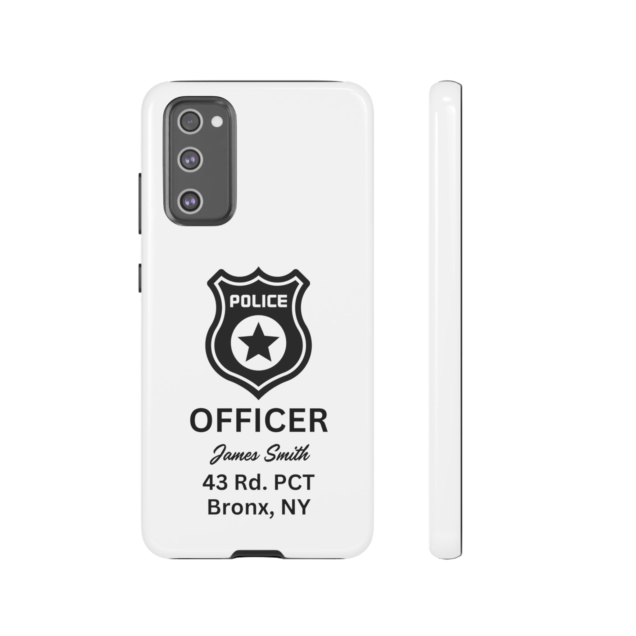 Personalized Police Officer iPhone, Samsung Tough Cases with Officer's Name and Precinct, Gift for Police Officers, Police Appreciation