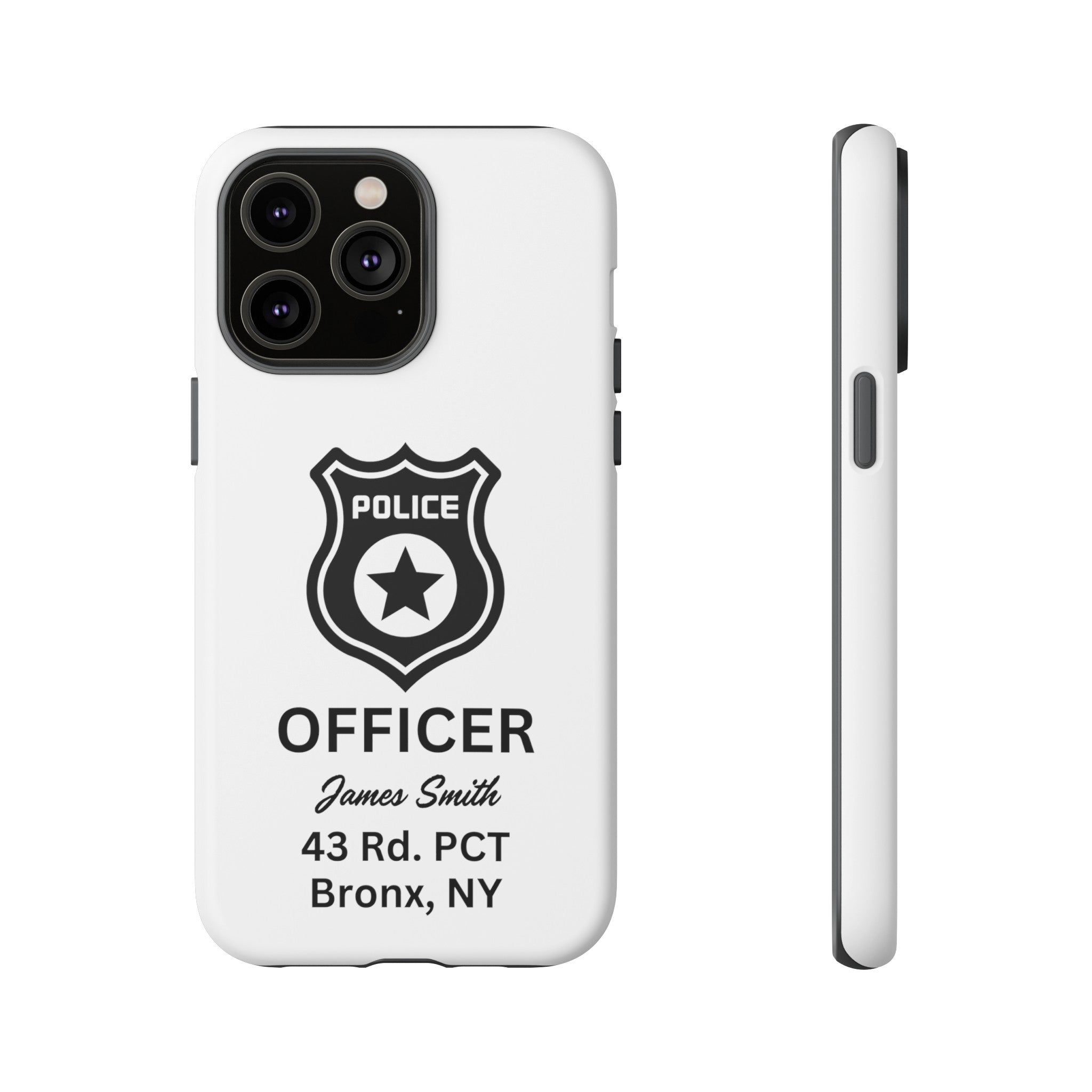 Personalized Police Officer iPhone, Samsung Tough Cases with Officer's Name and Precinct, Gift for Police Officers, Police Appreciation