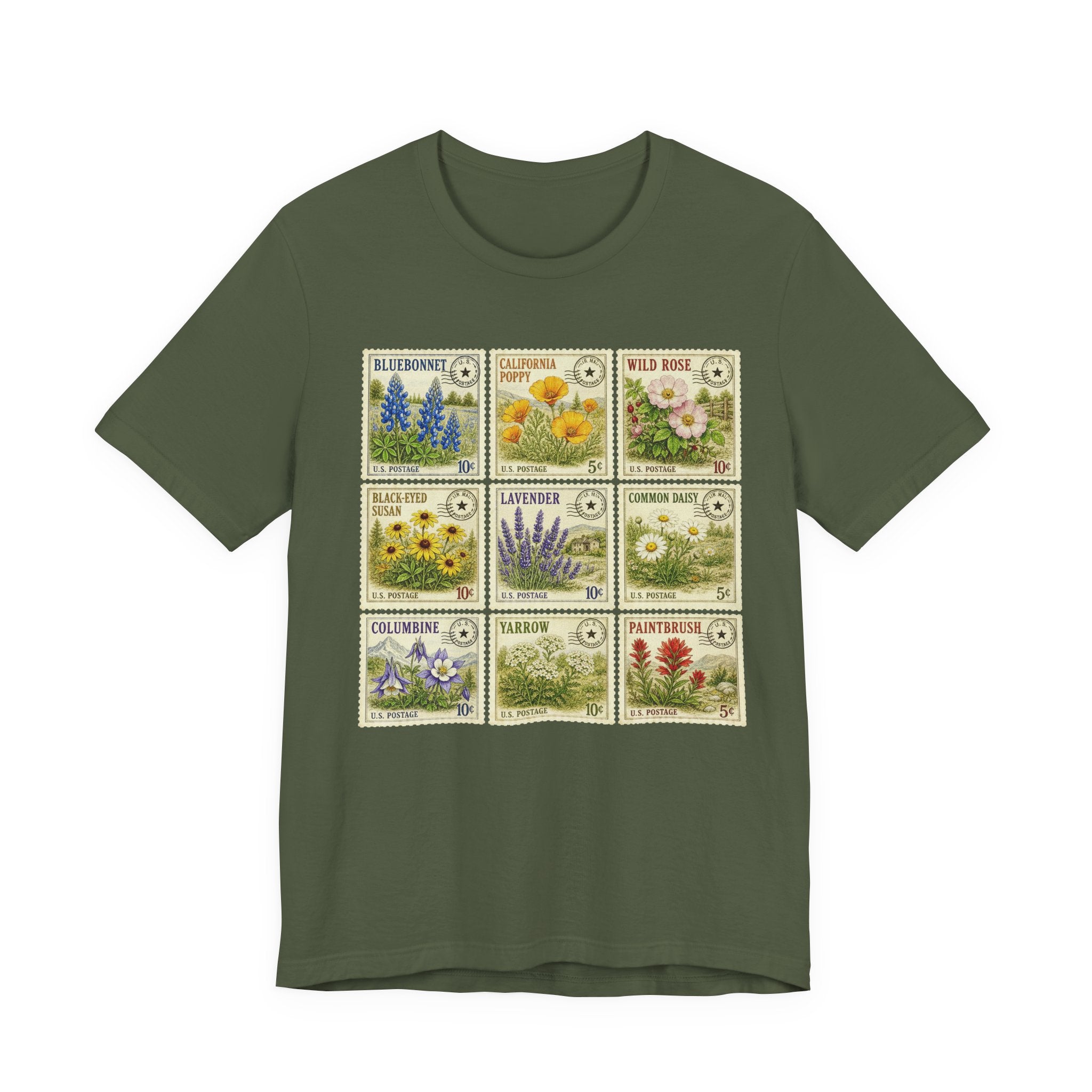 Vintage Wild Flower Shirt, Wildflower shirt, Wildflower Stamps