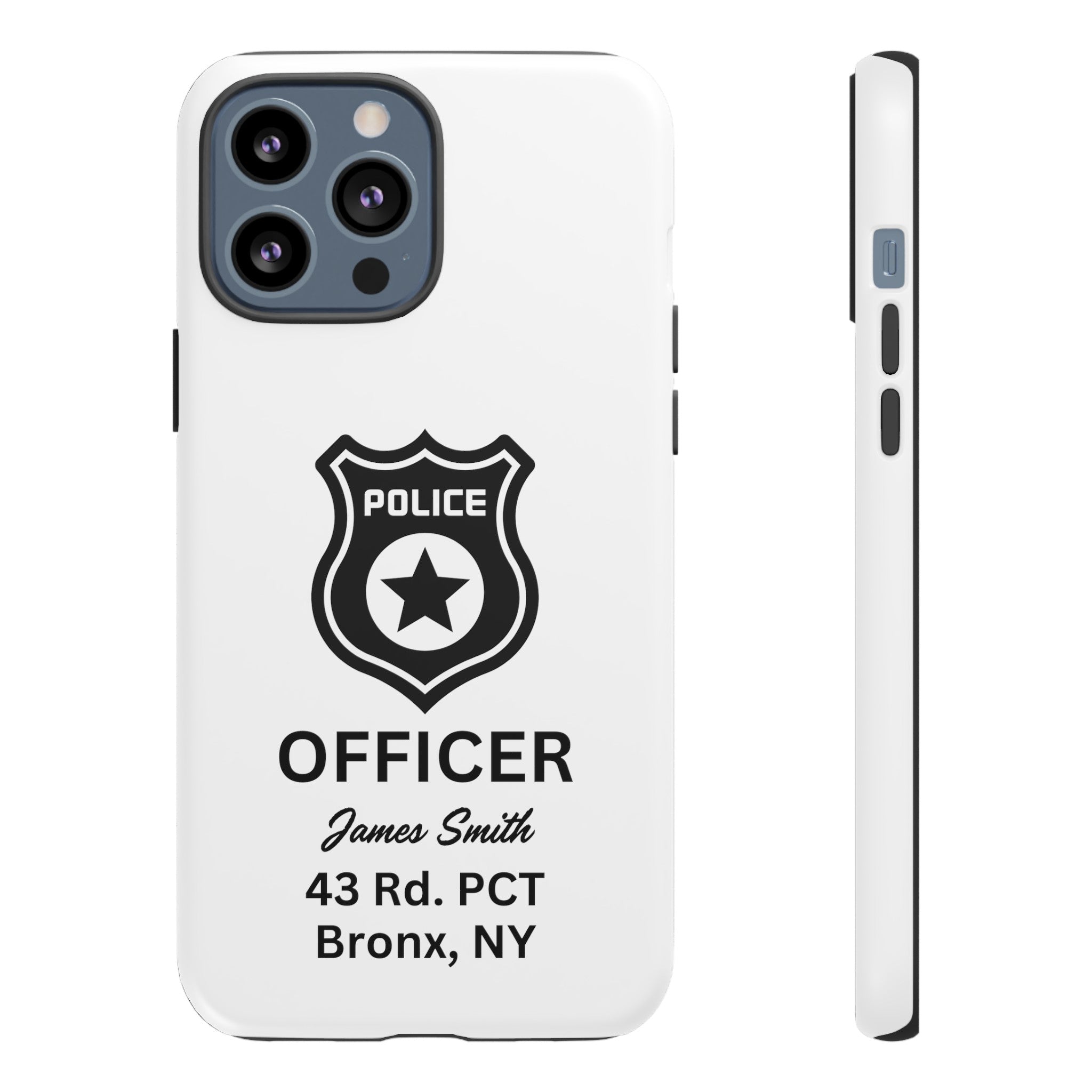 Personalized Police Officer iPhone, Samsung Tough Cases with Officer's Name and Precinct, Gift for Police Officers, Police Appreciation