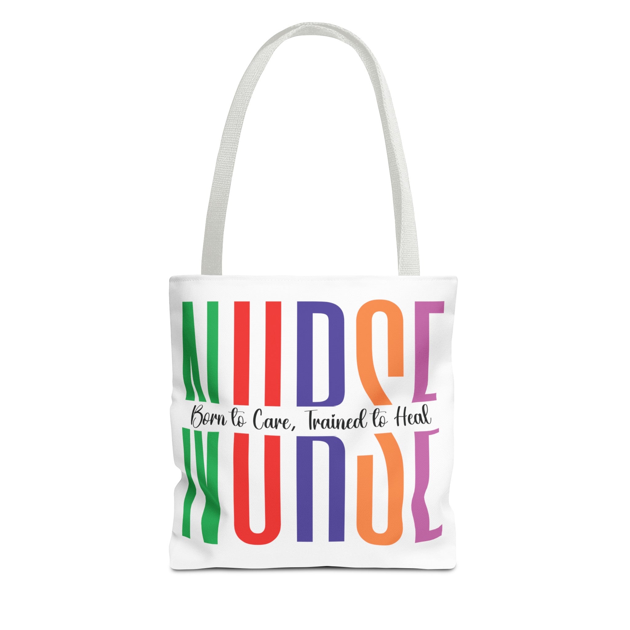 Nurse Tote Bag (AOP) Born To Care, Trained to Heal, Gift for Nurse