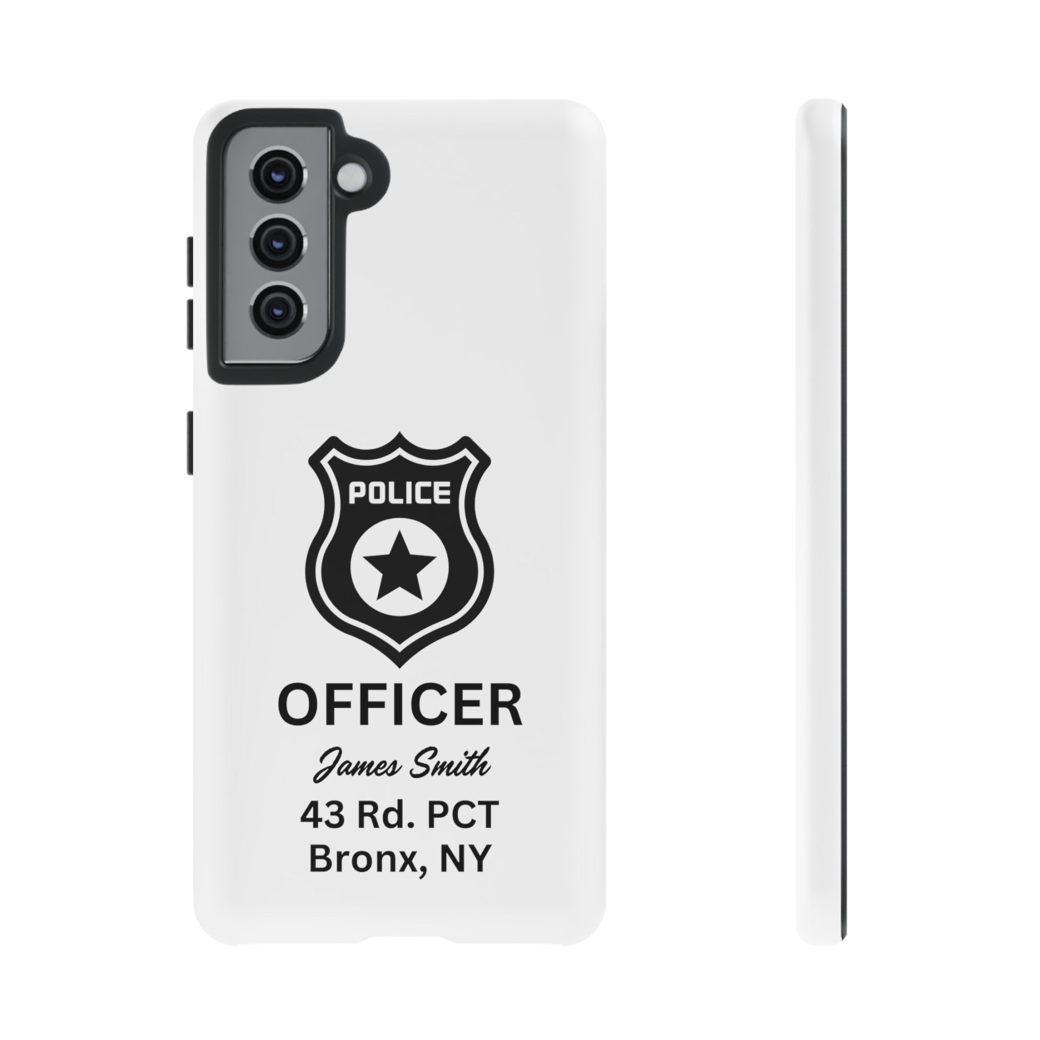 Personalized Police Officer iPhone, Samsung Tough Cases with Officer's Name and Precinct, Gift for Police Officers, Police Appreciation