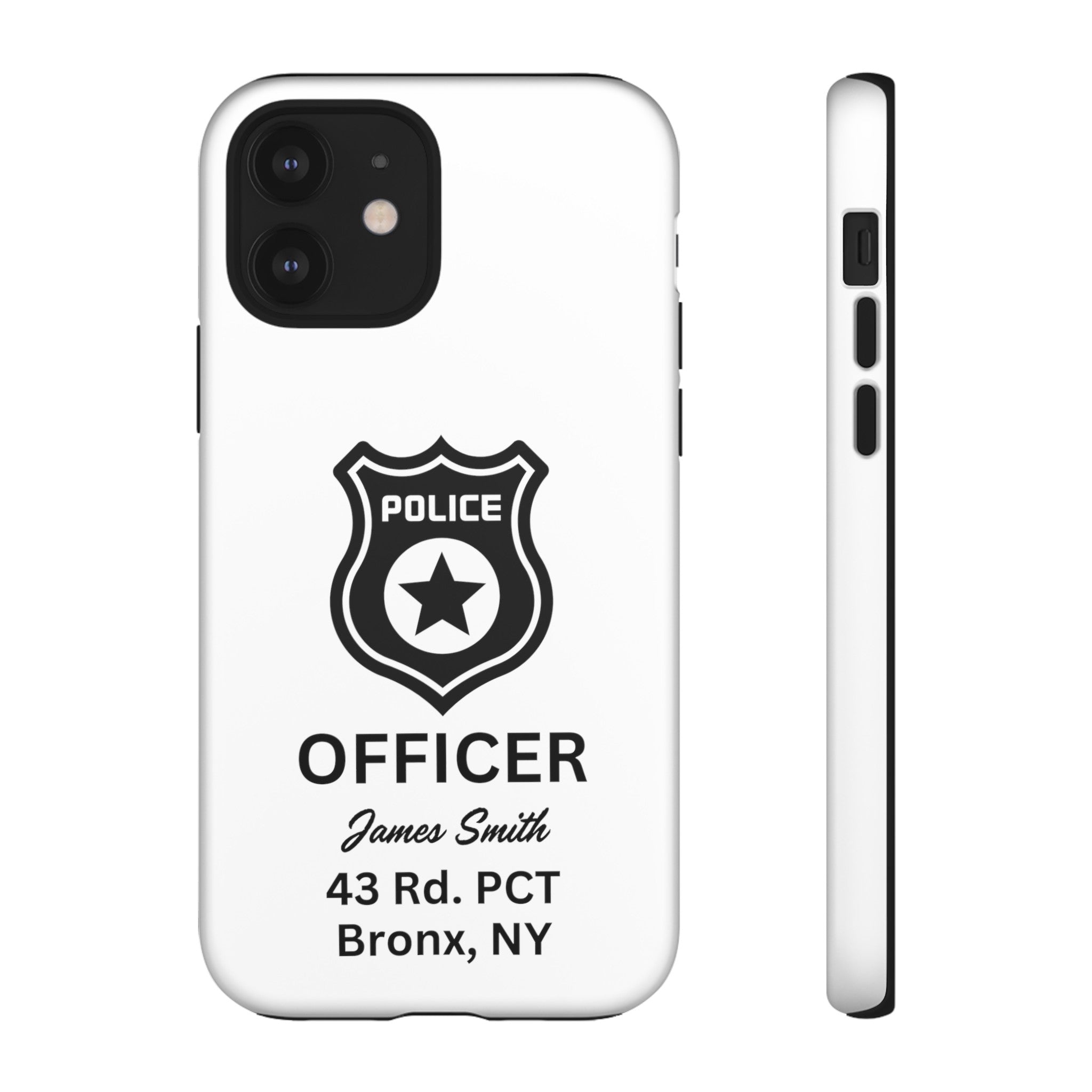 Personalized Police Officer iPhone, Samsung Tough Cases with Officer's Name and Precinct, Gift for Police Officers, Police Appreciation