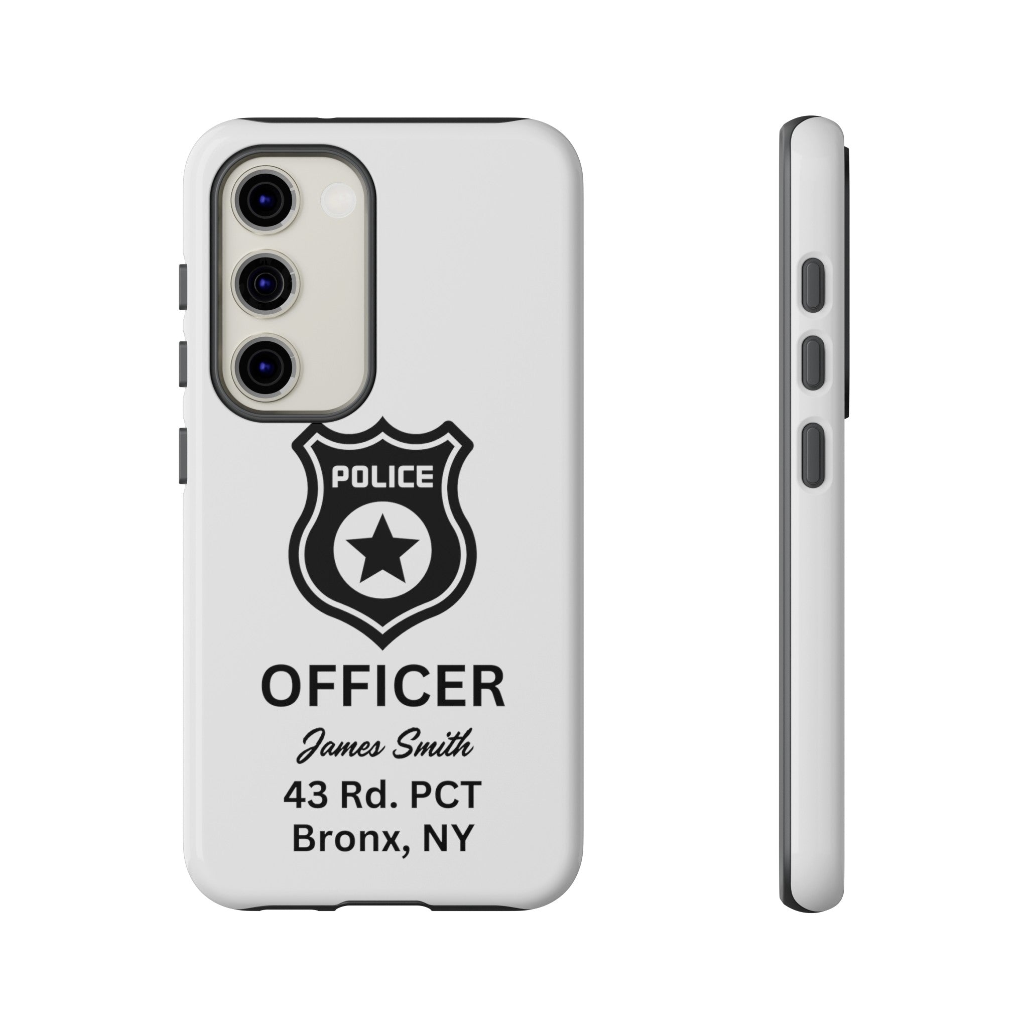 Personalized Police Officer iPhone, Samsung Tough Cases with Officer's Name and Precinct, Gift for Police Officers, Police Appreciation