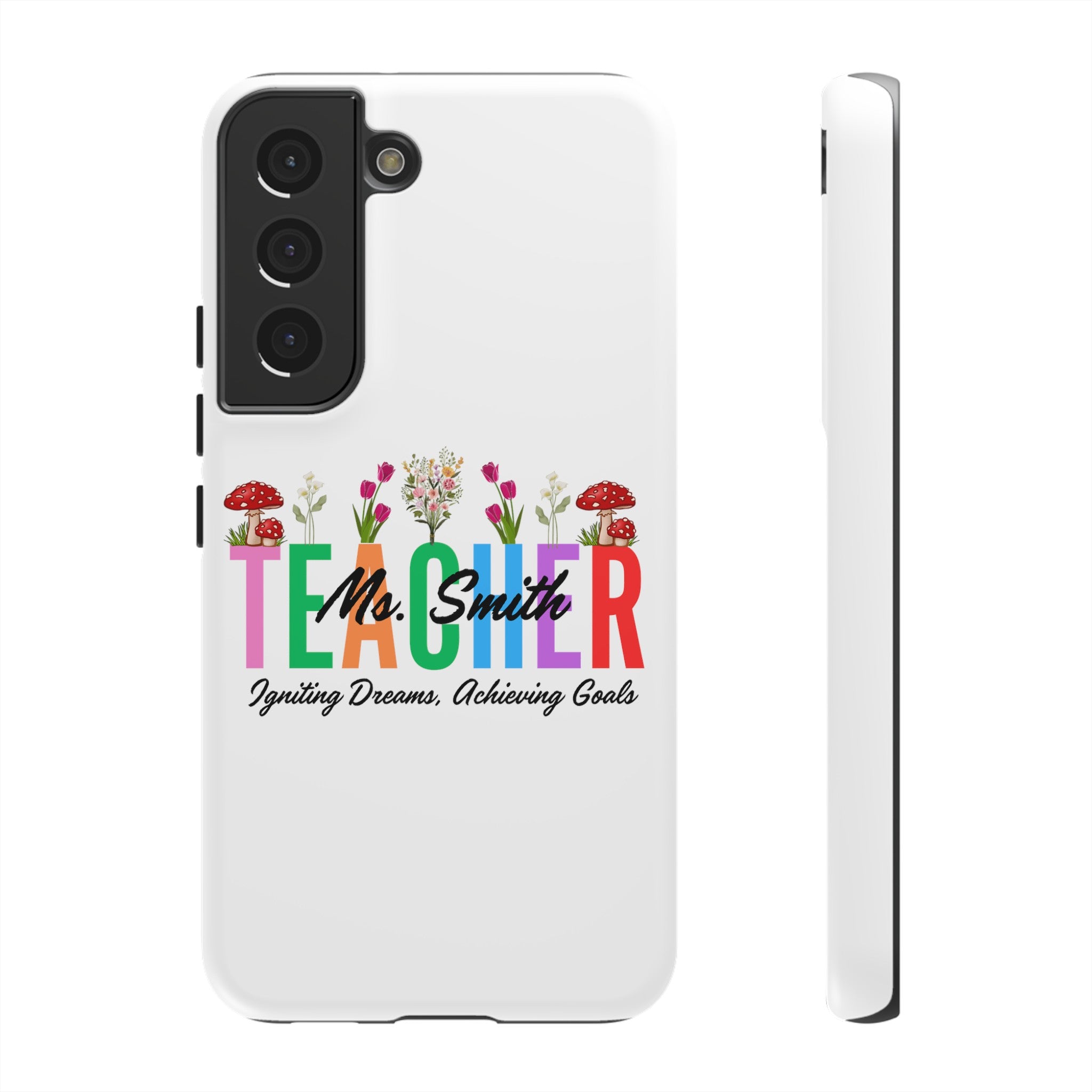 Personalized Floral Teacher iPhones and Samsung Galaxy Tough Cases, Teacher Name, Gift for teacher, Teacher's Appreciation