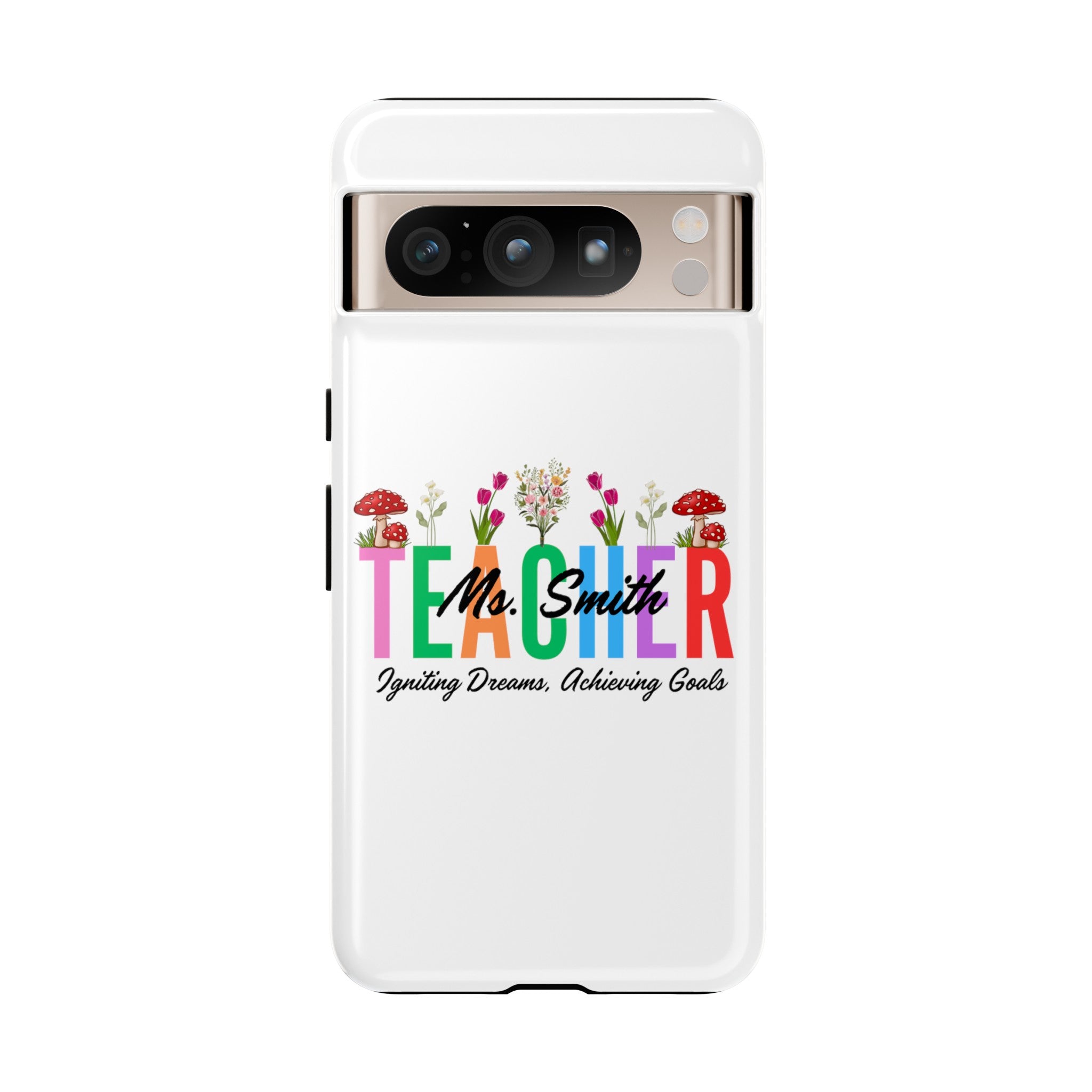 Personalized Floral Teacher iPhones and Samsung Galaxy Tough Cases, Teacher Name, Gift for teacher, Teacher's Appreciation