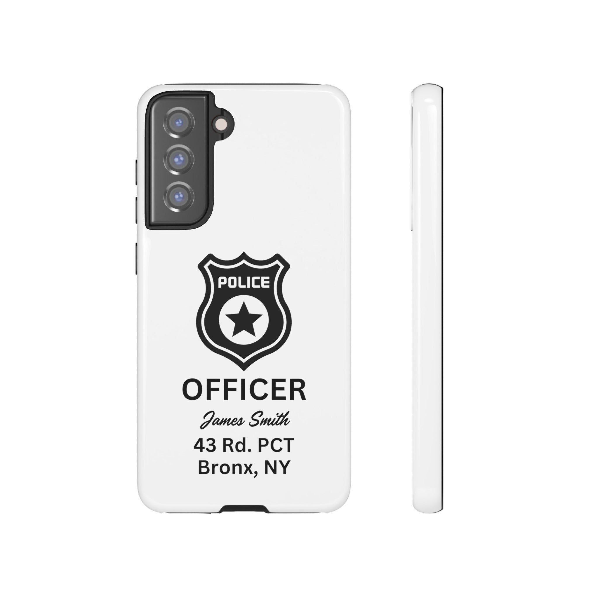 Personalized Police Officer iPhone, Samsung Tough Cases with Officer's Name and Precinct, Gift for Police Officers, Police Appreciation