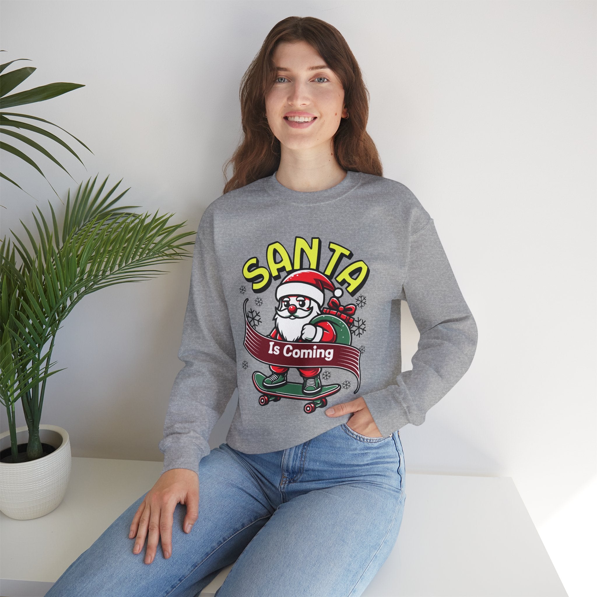 Christmas Sweatshirt, Santa Is coming Sweatshirt, Gifts for Christmas, Gifts for Mom, Gifts for Dad, Gifts for Him, Gifts for Her