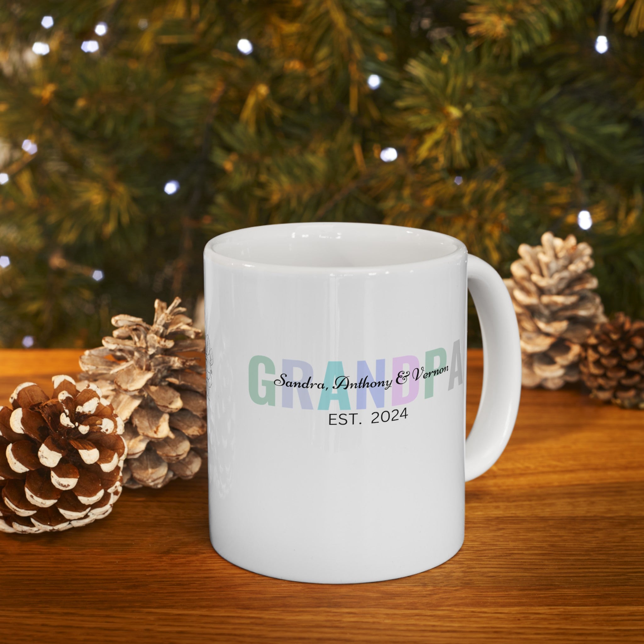 Personalized Grandpa Ceramic Mug, (11oz, 15oz) with Grandkids Names, Gift for Grandpa, Gift from Grandkids, Gift from Kids