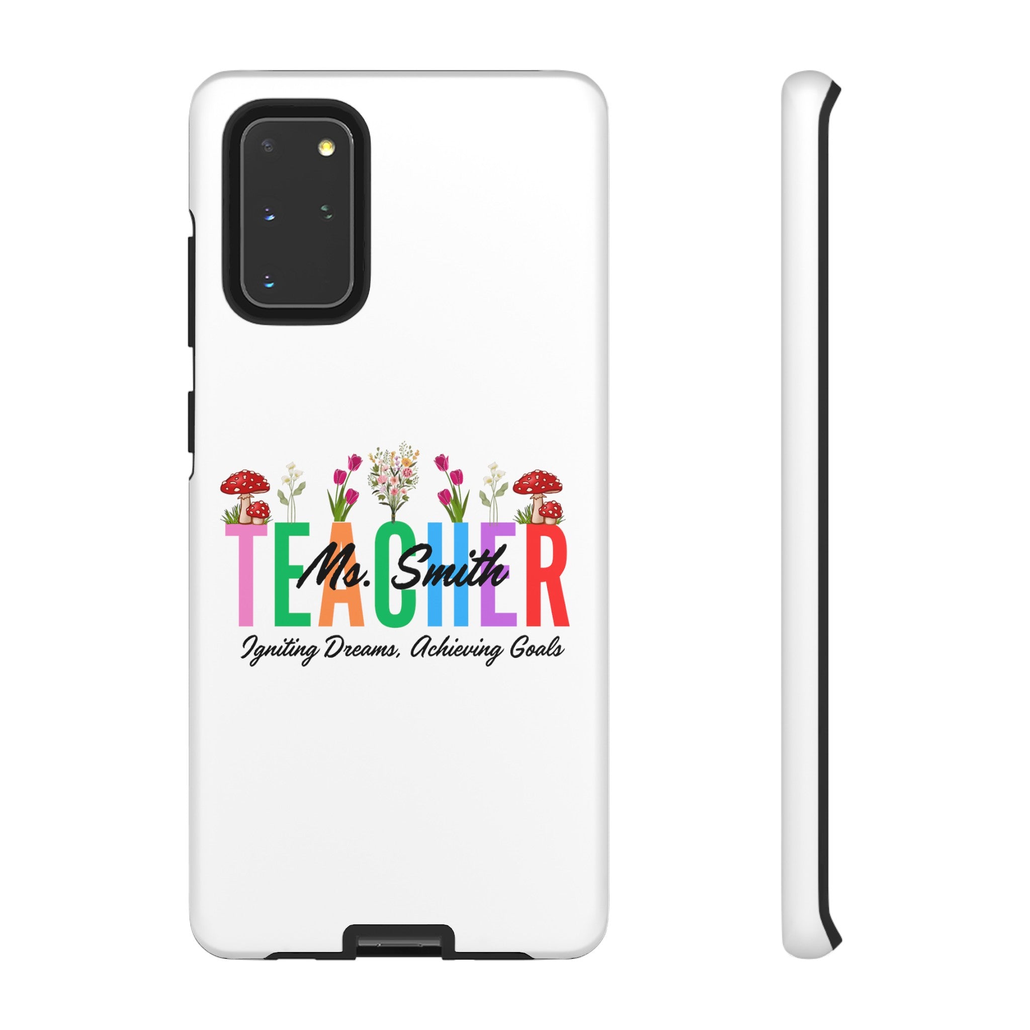 Personalized Floral Teacher iPhones and Samsung Galaxy Tough Cases, Teacher Name, Gift for teacher, Teacher's Appreciation