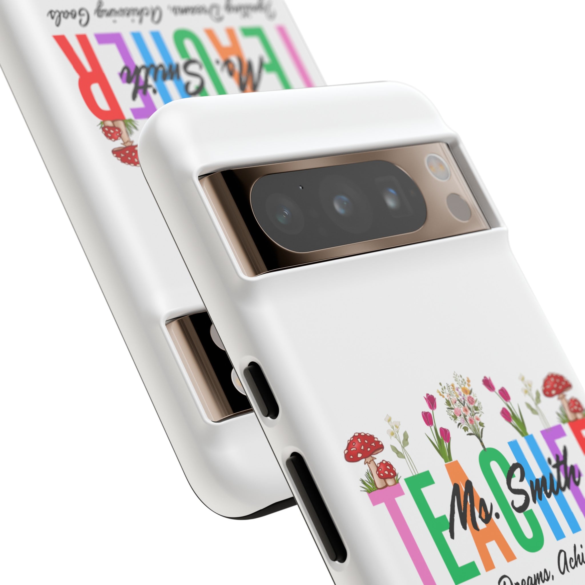 Personalized Floral Teacher iPhones and Samsung Galaxy Tough Cases, Teacher Name, Gift for teacher, Teacher's Appreciation