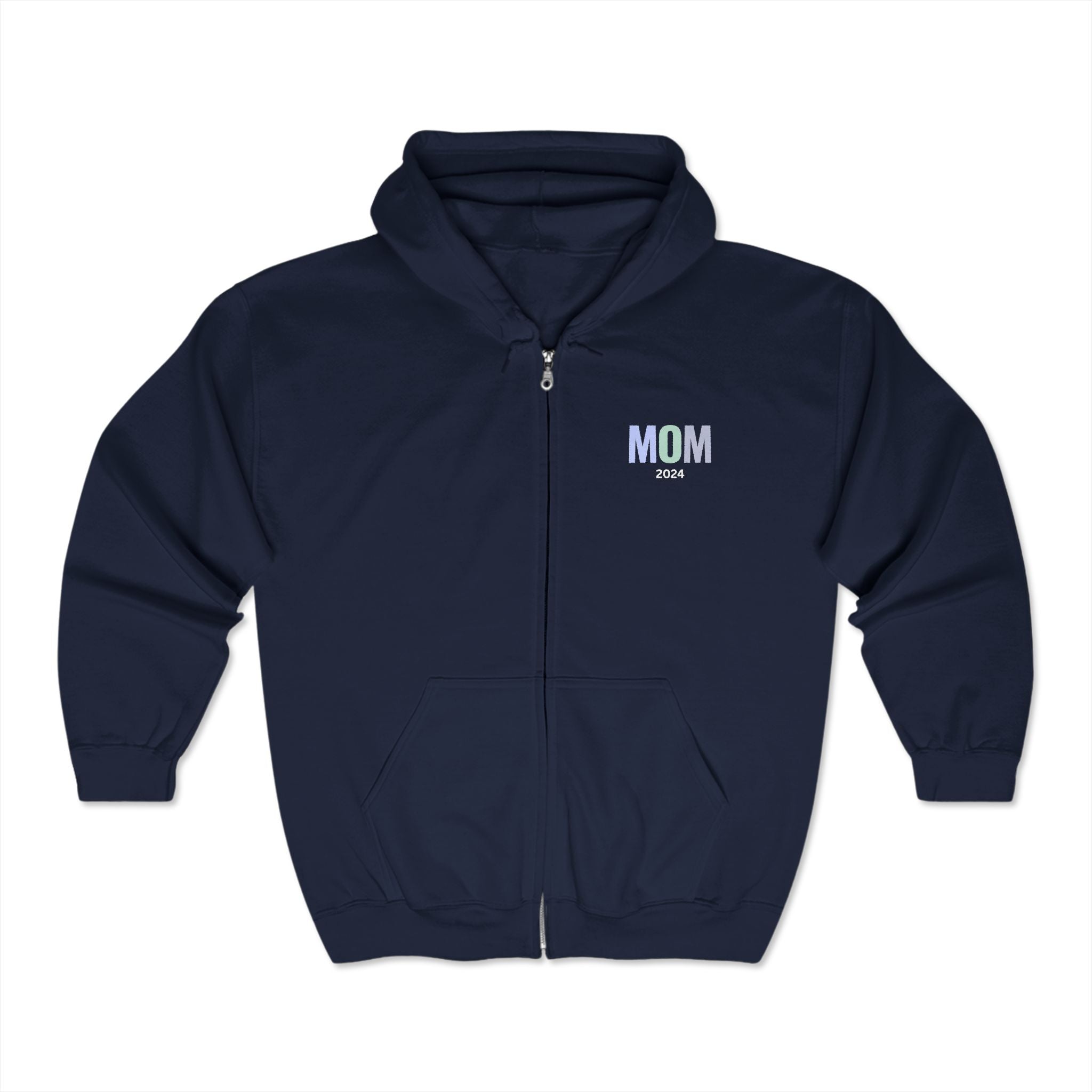 Custom Mom 2024 Full Zip Hoodie - Cozy Gift for Mothers