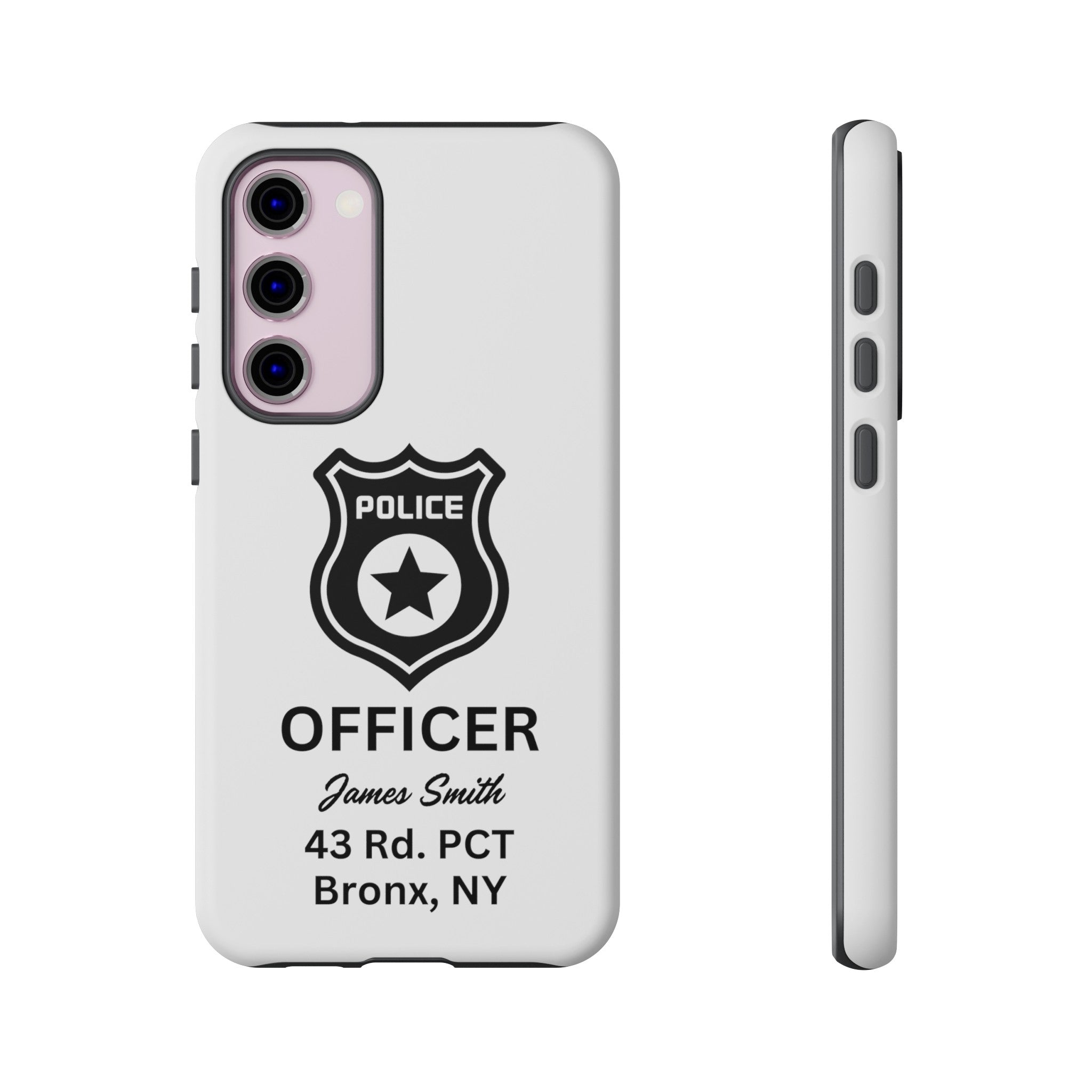 Personalized Police Officer iPhone, Samsung Tough Cases with Officer's Name and Precinct, Gift for Police Officers, Police Appreciation