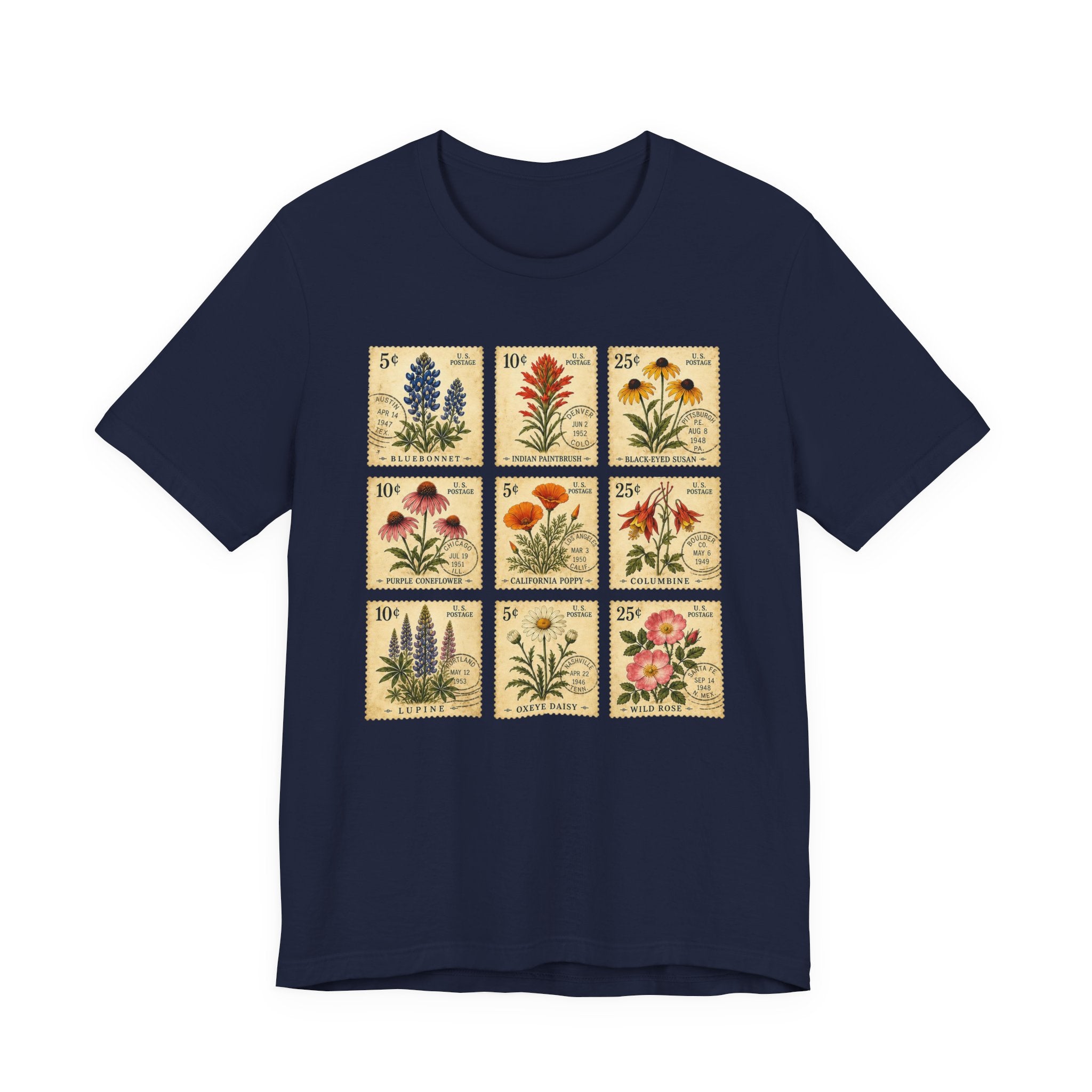 WildFlower T-Shirt, Vintage wildflower Stamp collection, Vintage Flower Shirt