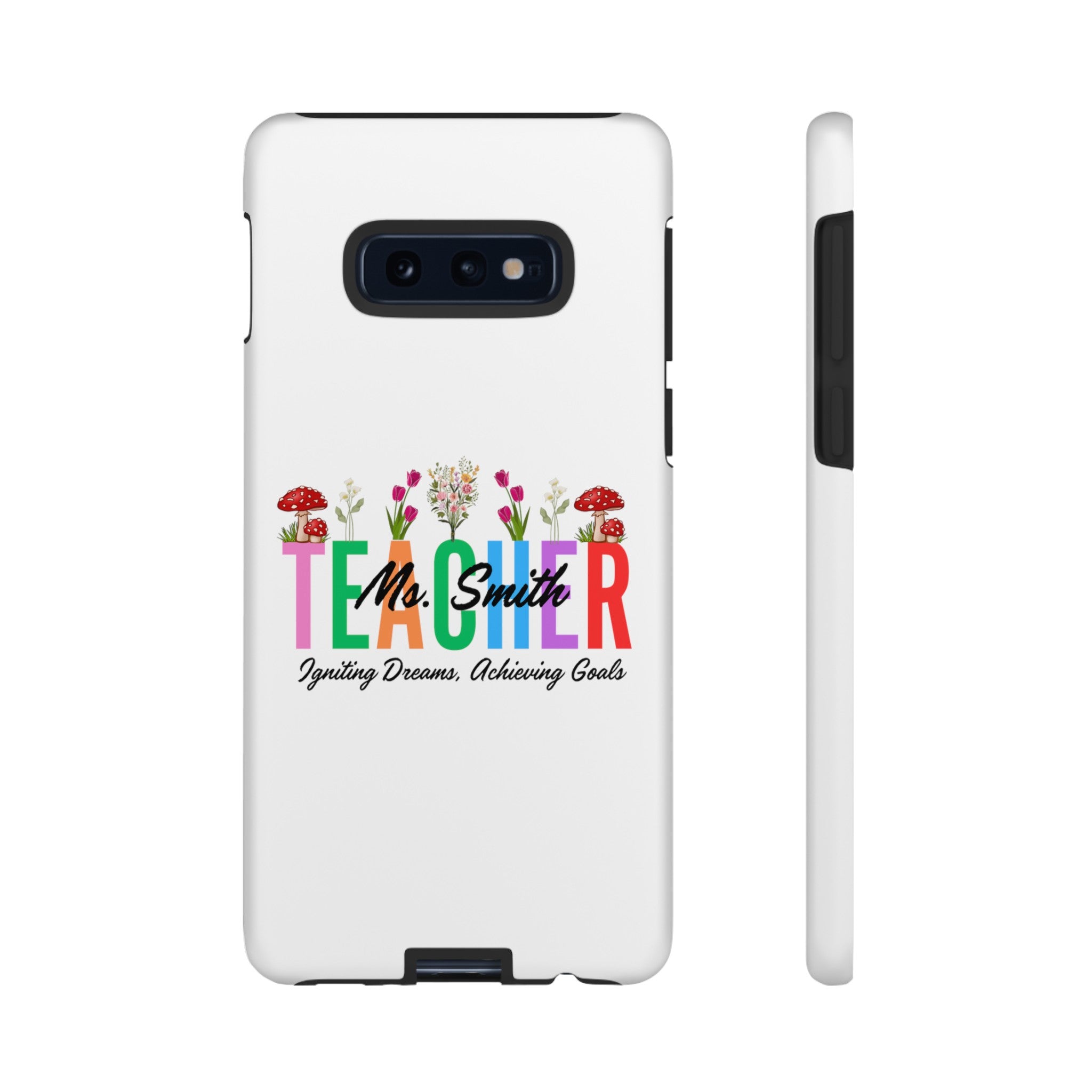 Personalized Floral Teacher iPhones and Samsung Galaxy Tough Cases, Teacher Name, Gift for teacher, Teacher's Appreciation